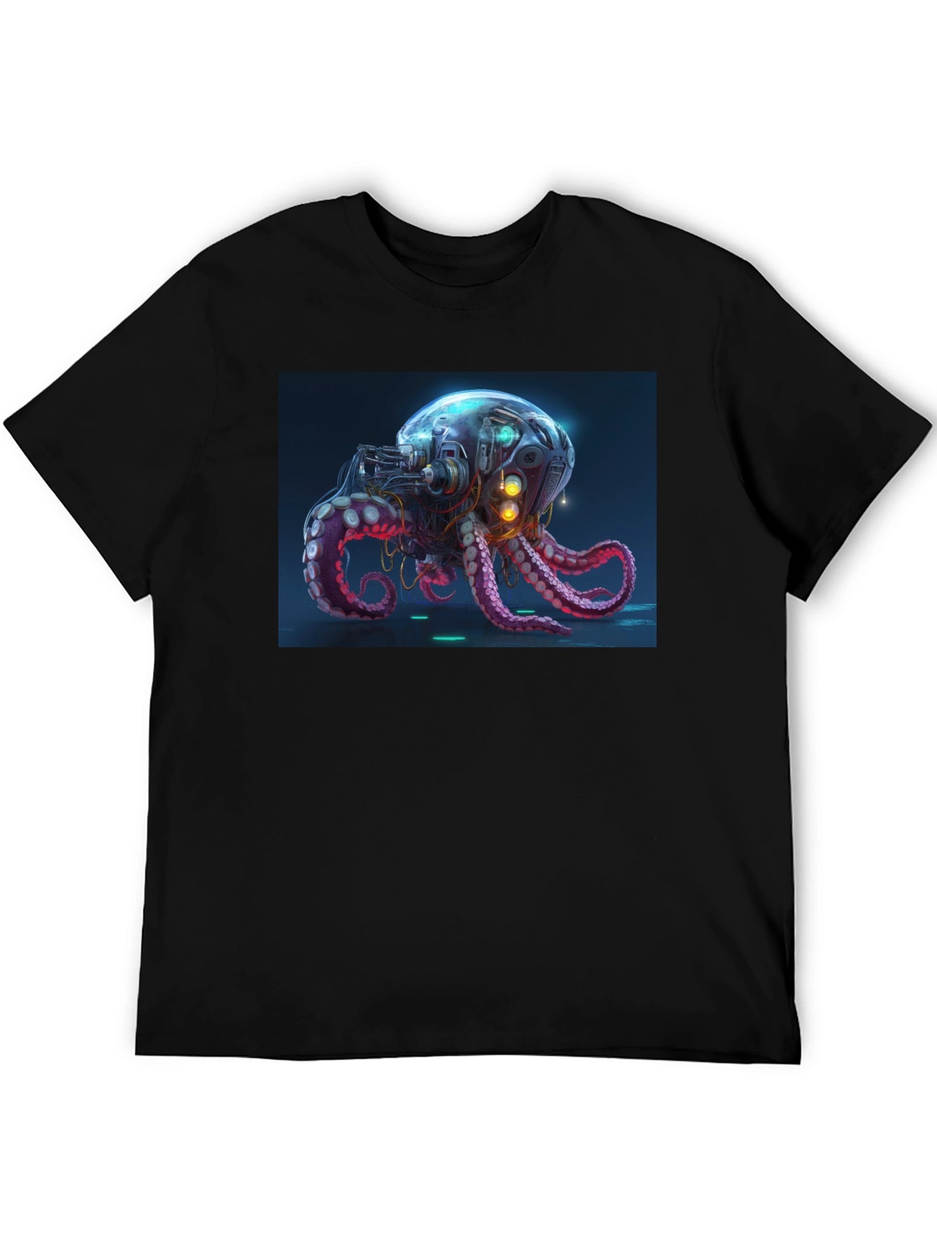 Cyberpunk Octopus Graphic Tee - Black