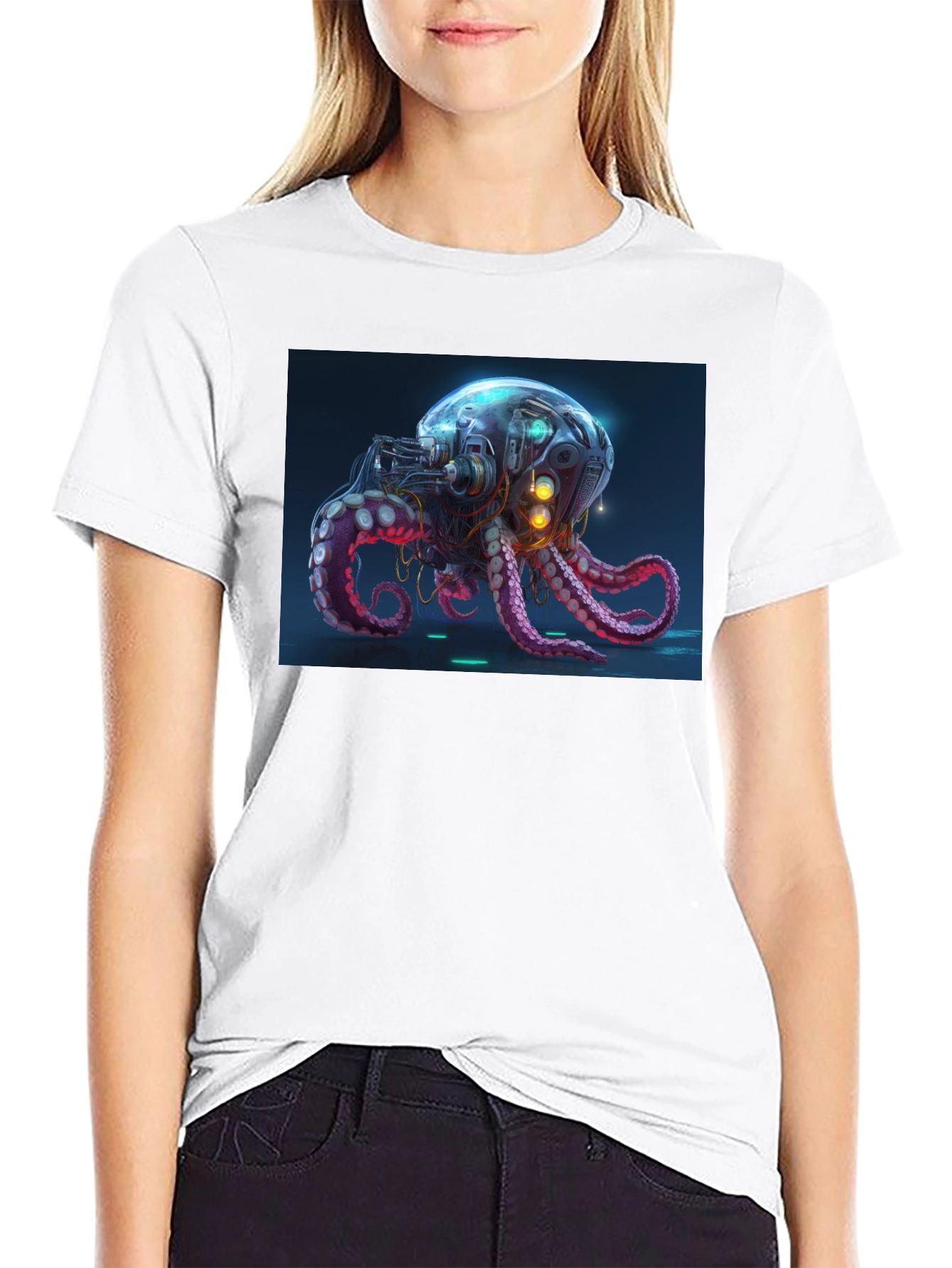 Cyberpunk Octopus Graphic Tee - Black
