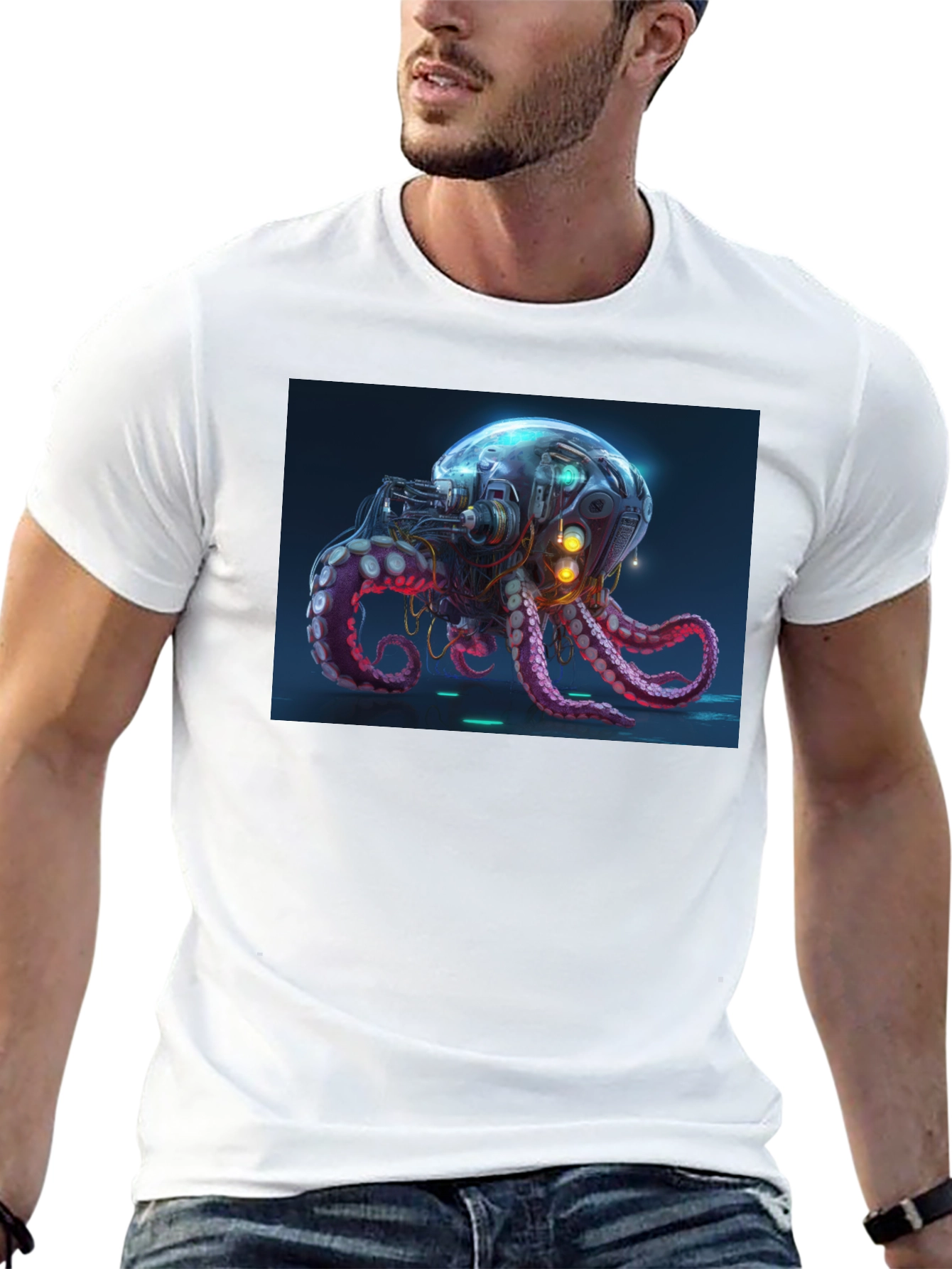 Cyberpunk Octopus Graphic Tee - Black