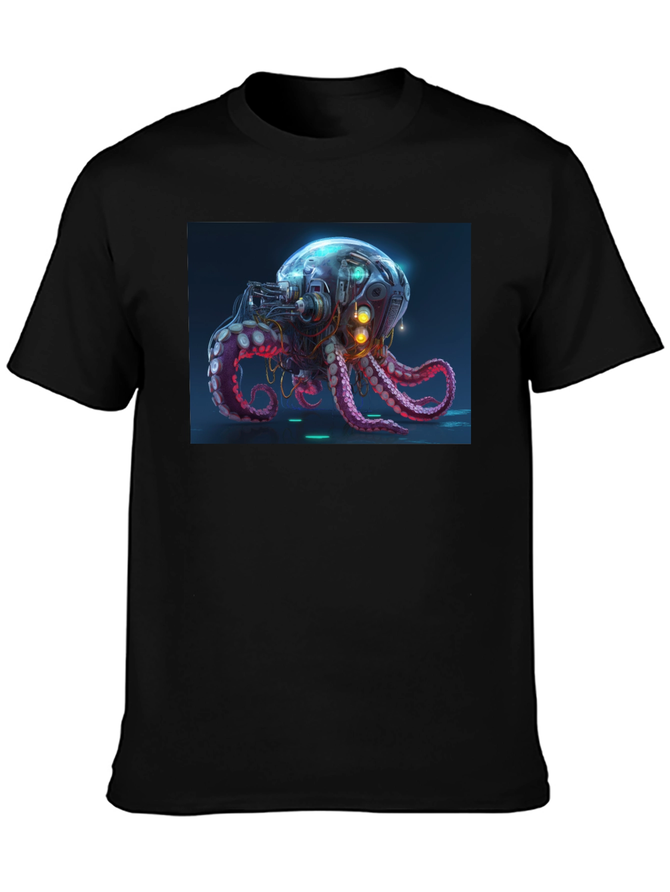 Cyberpunk Octopus Graphic Tee - Black