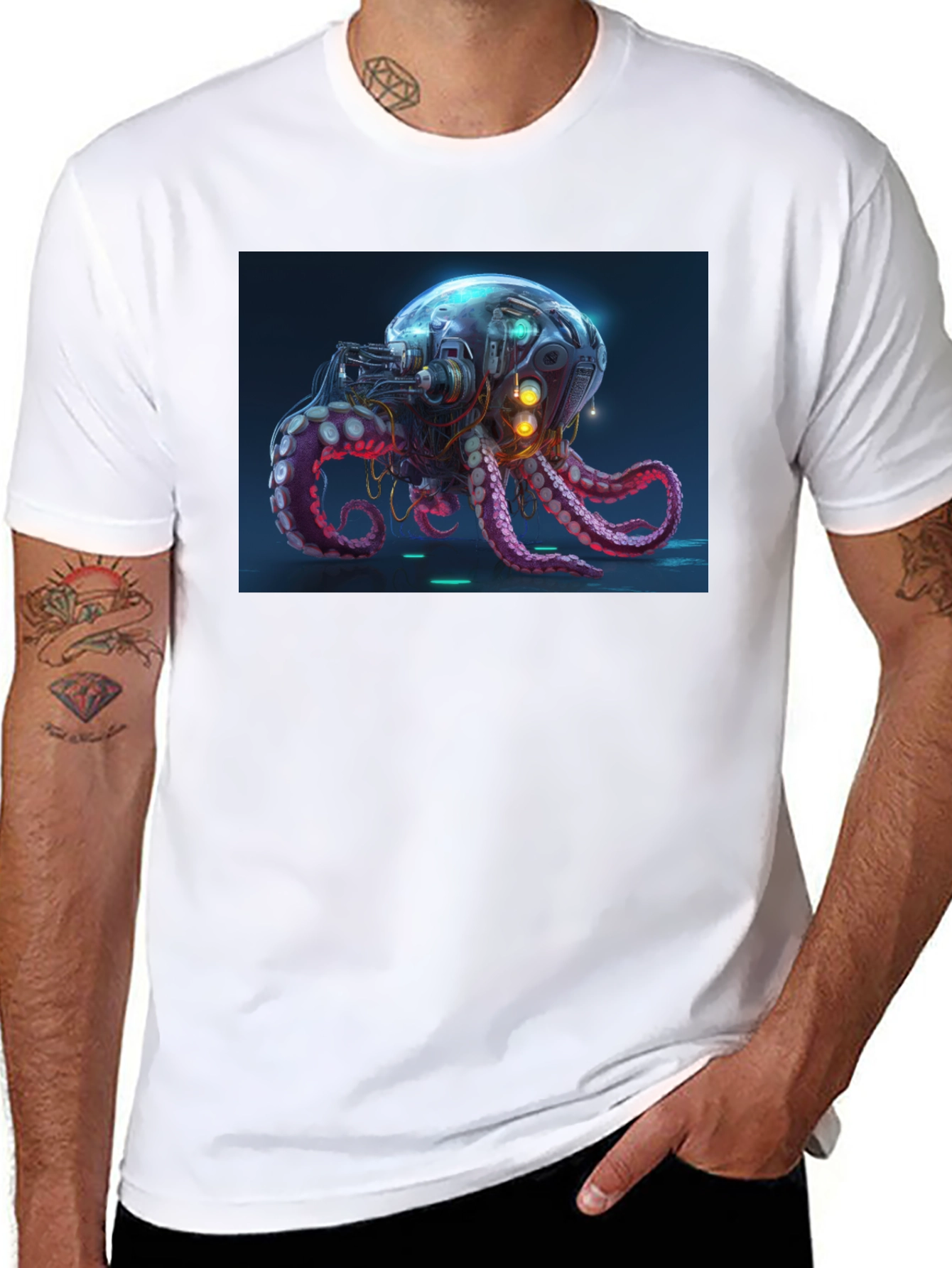 Cyberpunk Octopus Graphic Tee - Black