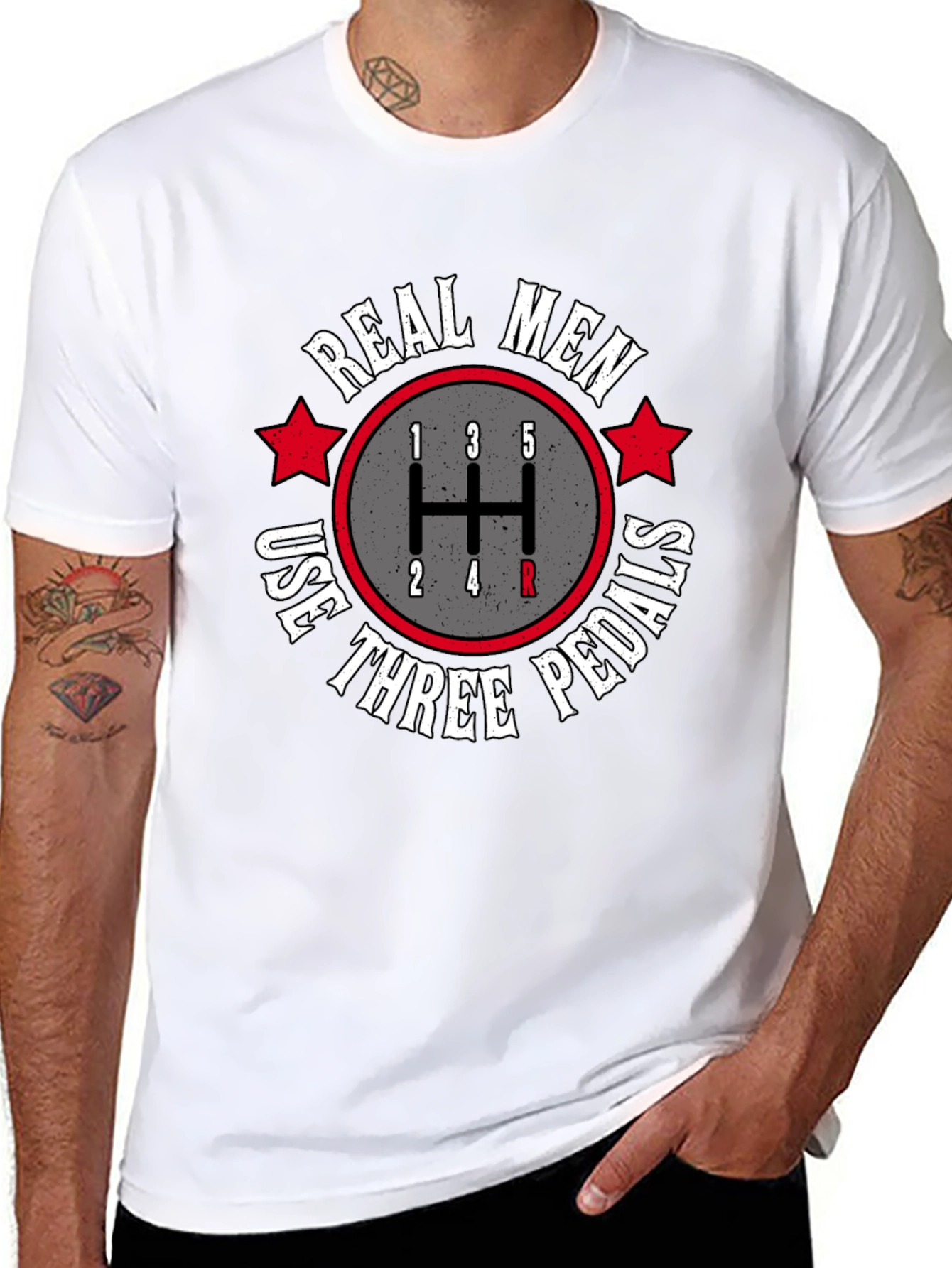 Real Men Three Pedals Graphic Tee - Manual Transmission