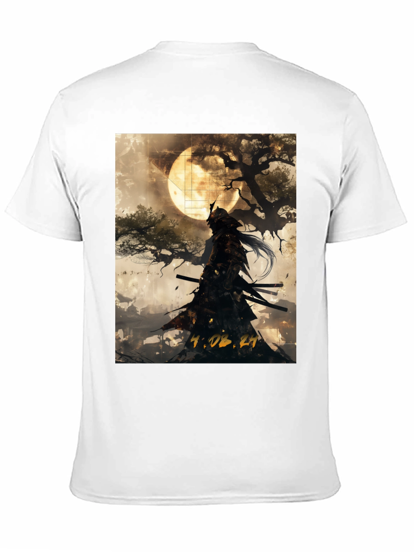 Samurai Moon Graphic T-Shirt - Black