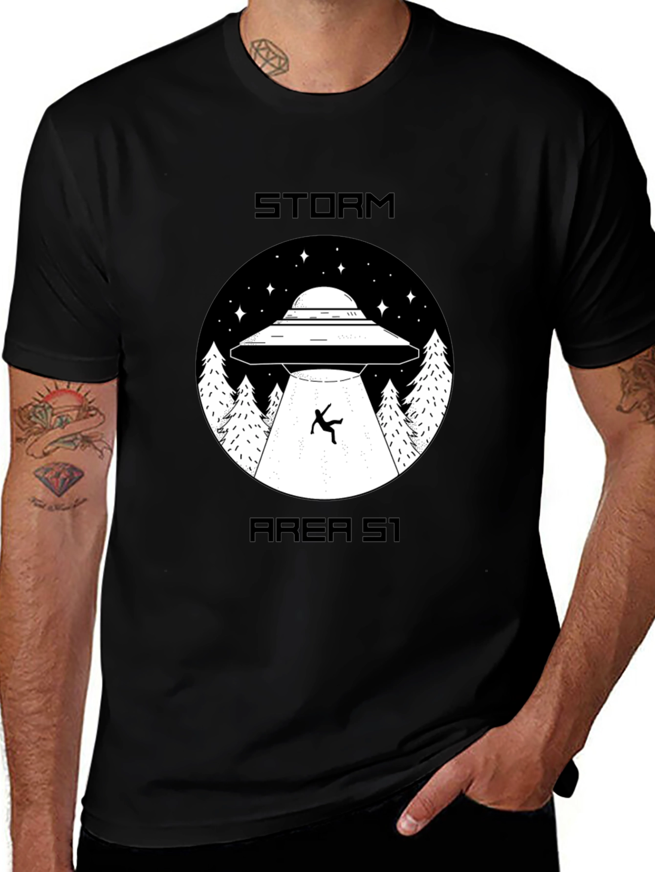 Storm Area 51 UFO Abduction Graphic T-Shirt