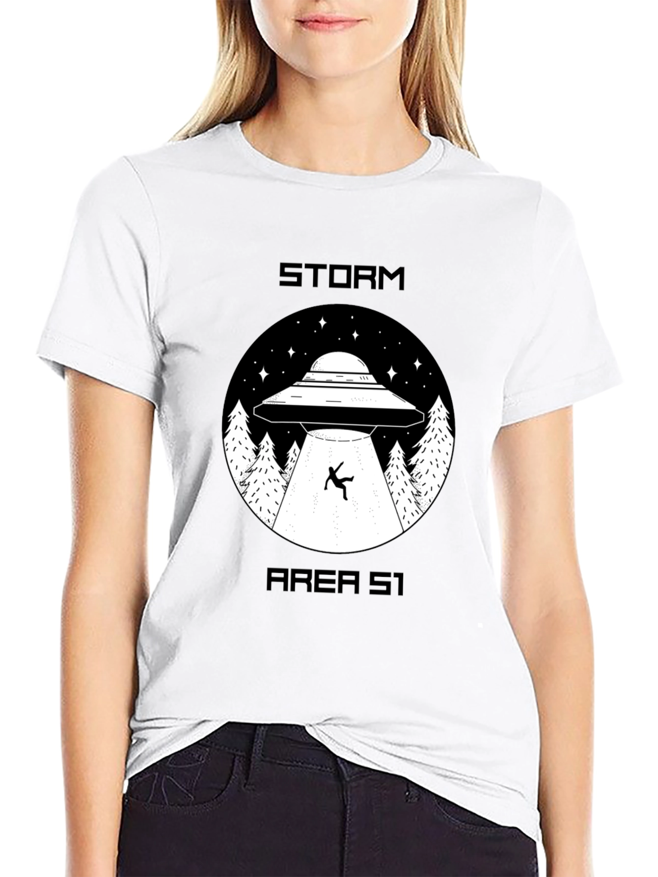 Storm Area 51 UFO Abduction Graphic T-Shirt