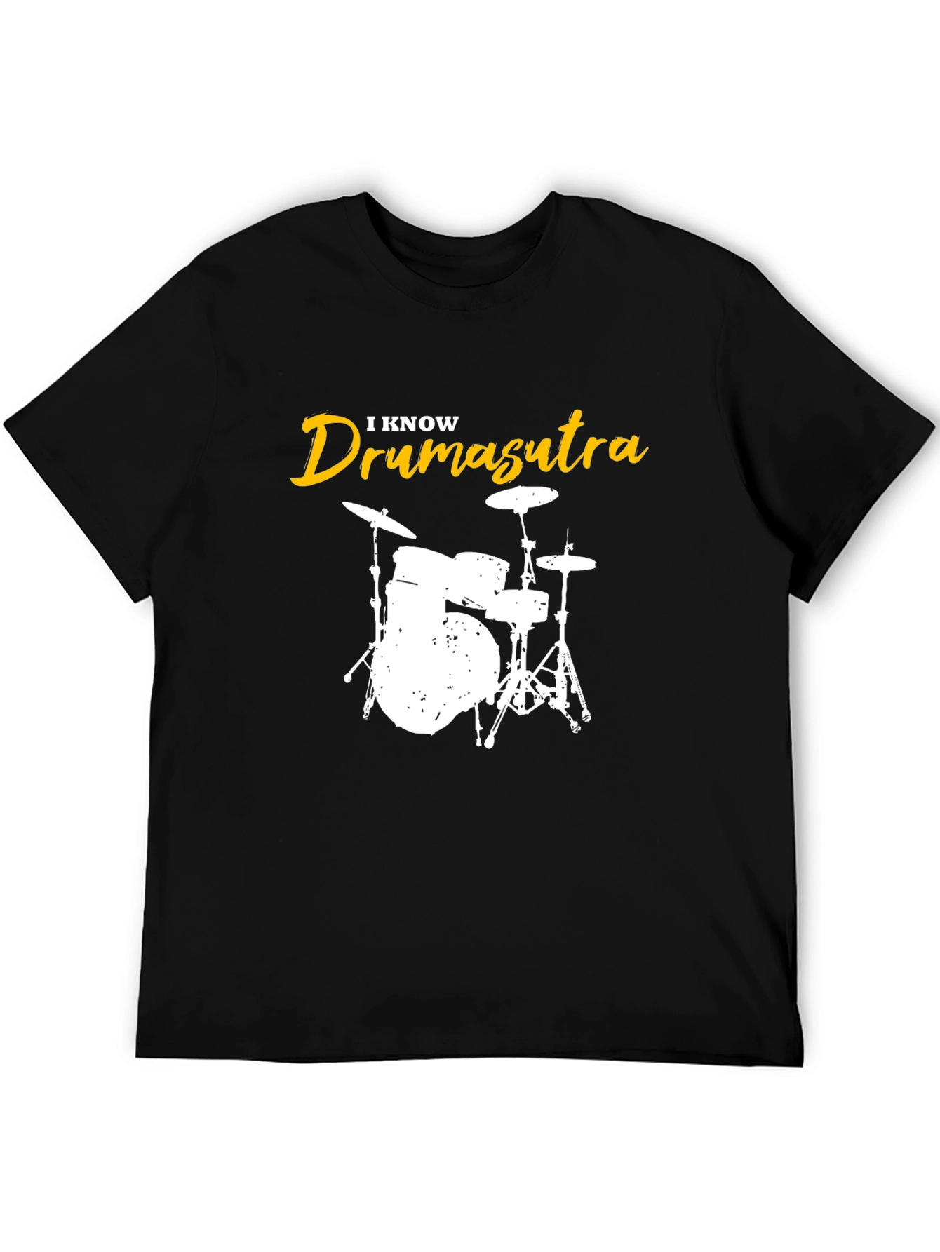 I Know Drum-asutra Mens Black Graphic T-Shirt