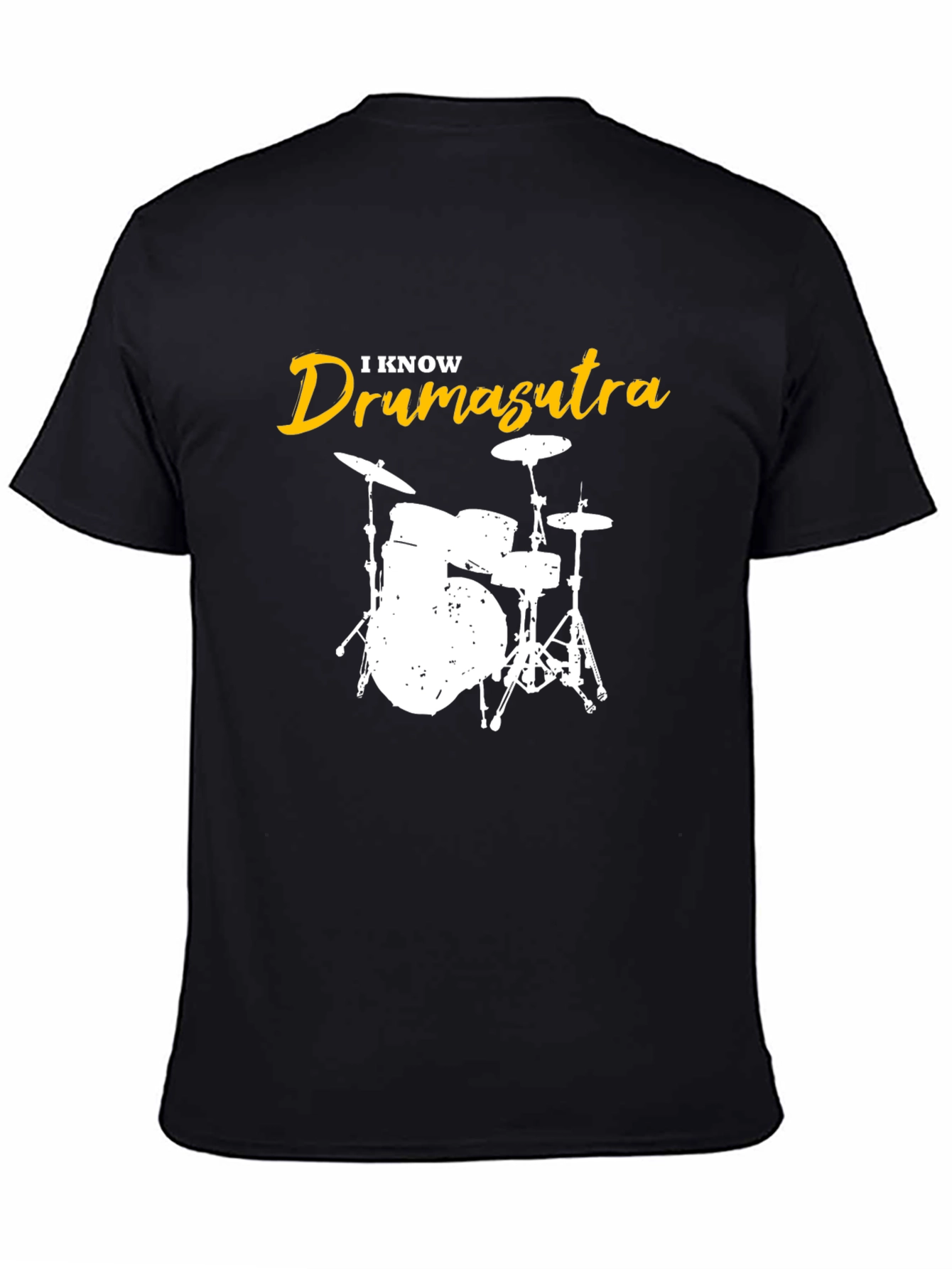 I Know Drum-asutra Mens Black Graphic T-Shirt