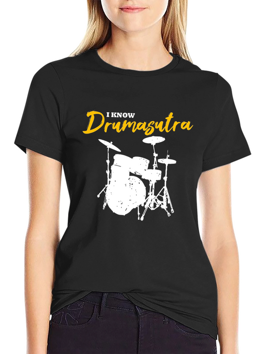 I Know Drum-asutra Mens Black Graphic T-Shirt