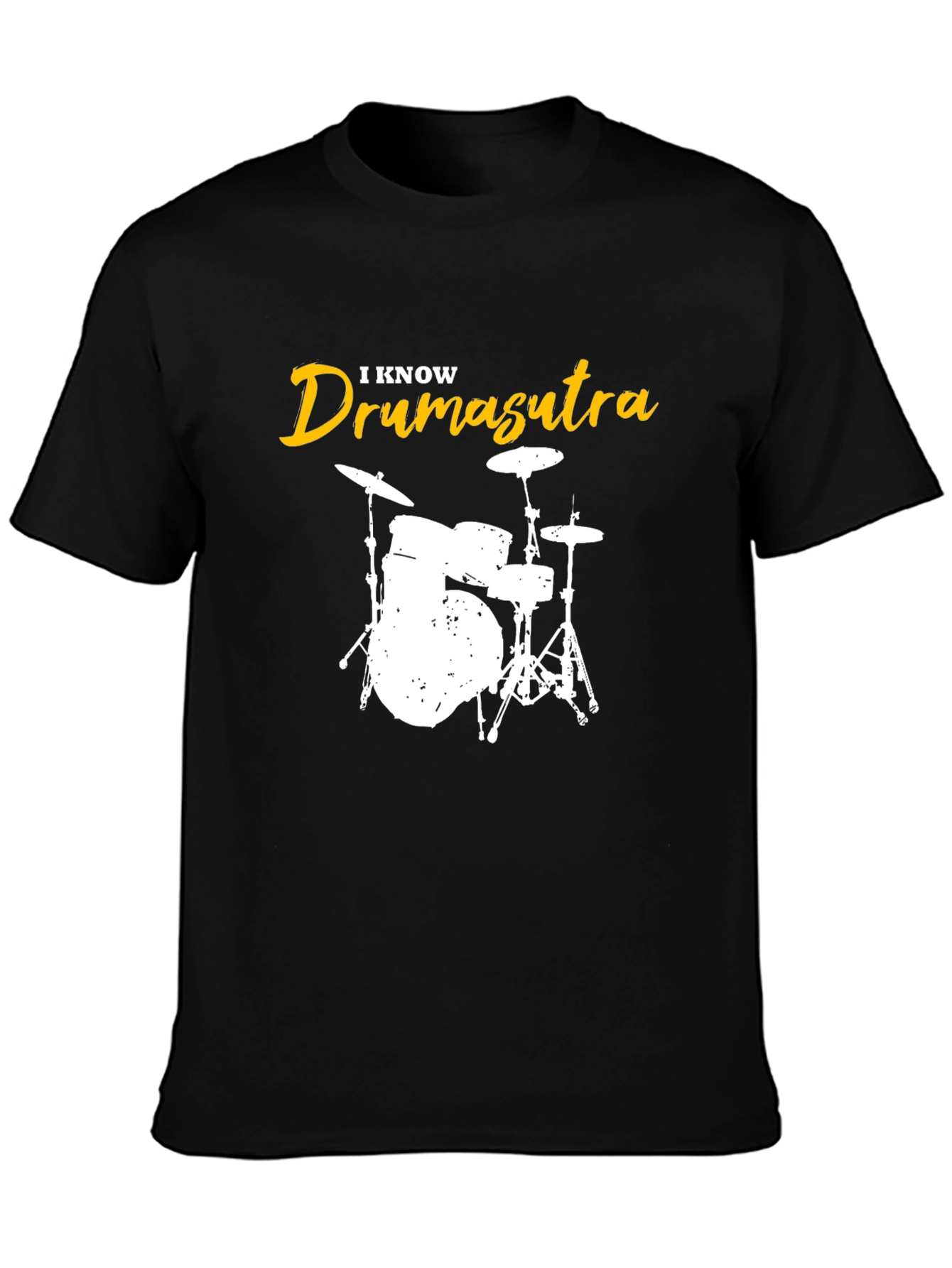 I Know Drum-asutra Mens Black Graphic T-Shirt