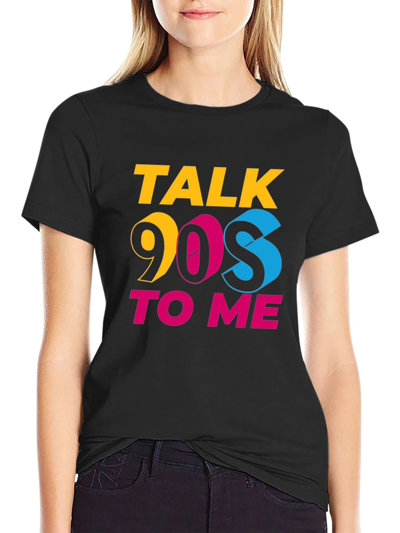 Talk 90s to Me Black Graphic Tee