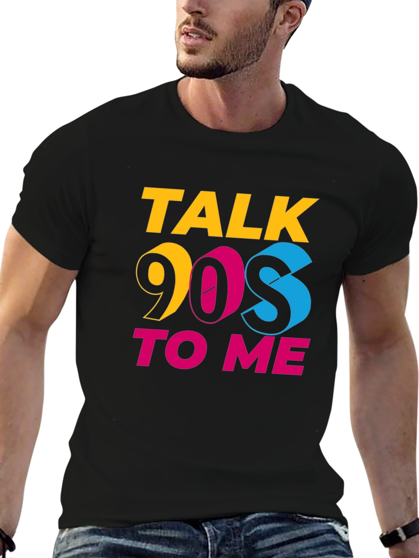 Talk 90s to Me Black Graphic Tee