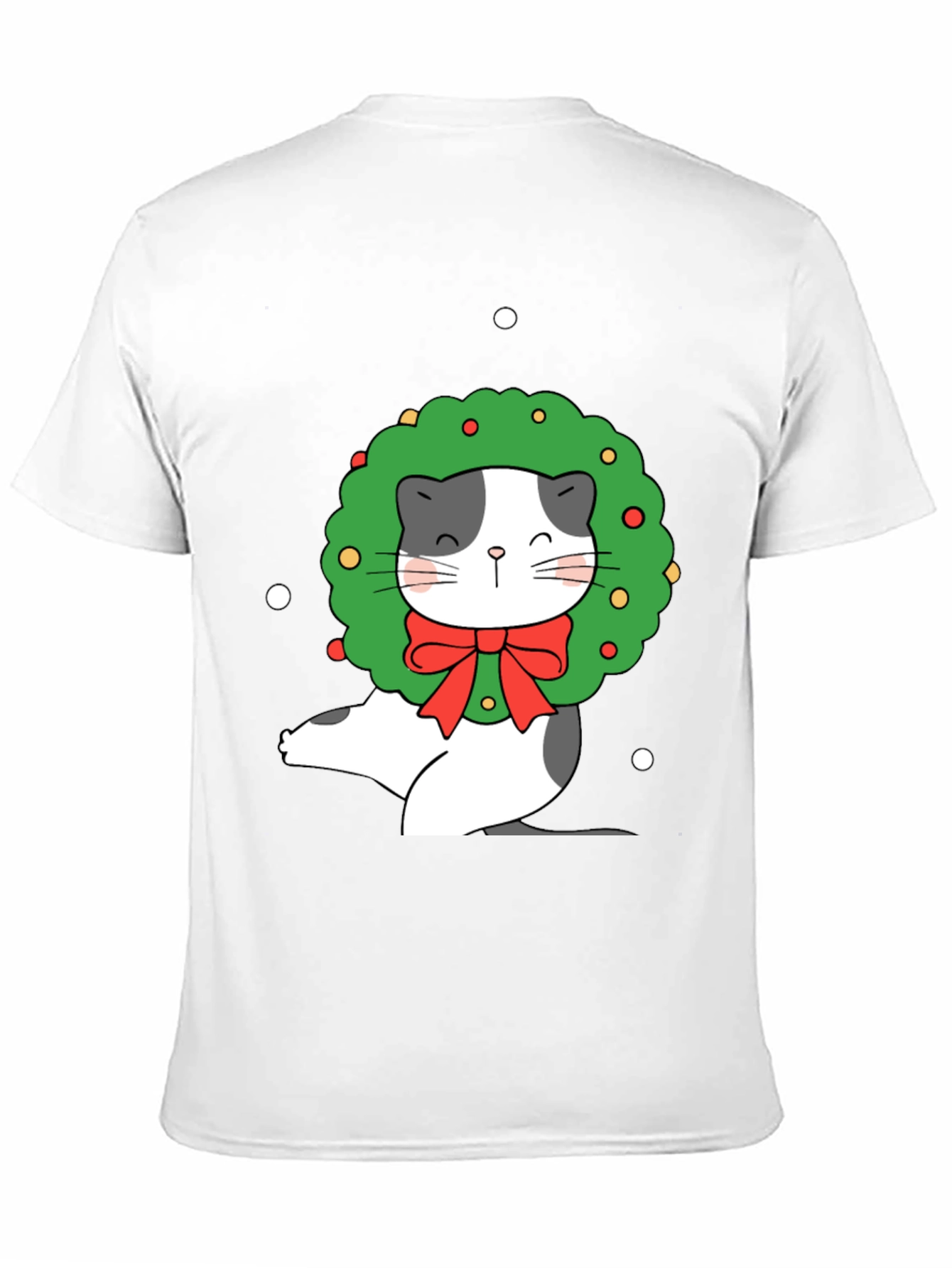 Festive Cat Wreath Graphic Tee - Holiday Cheer!