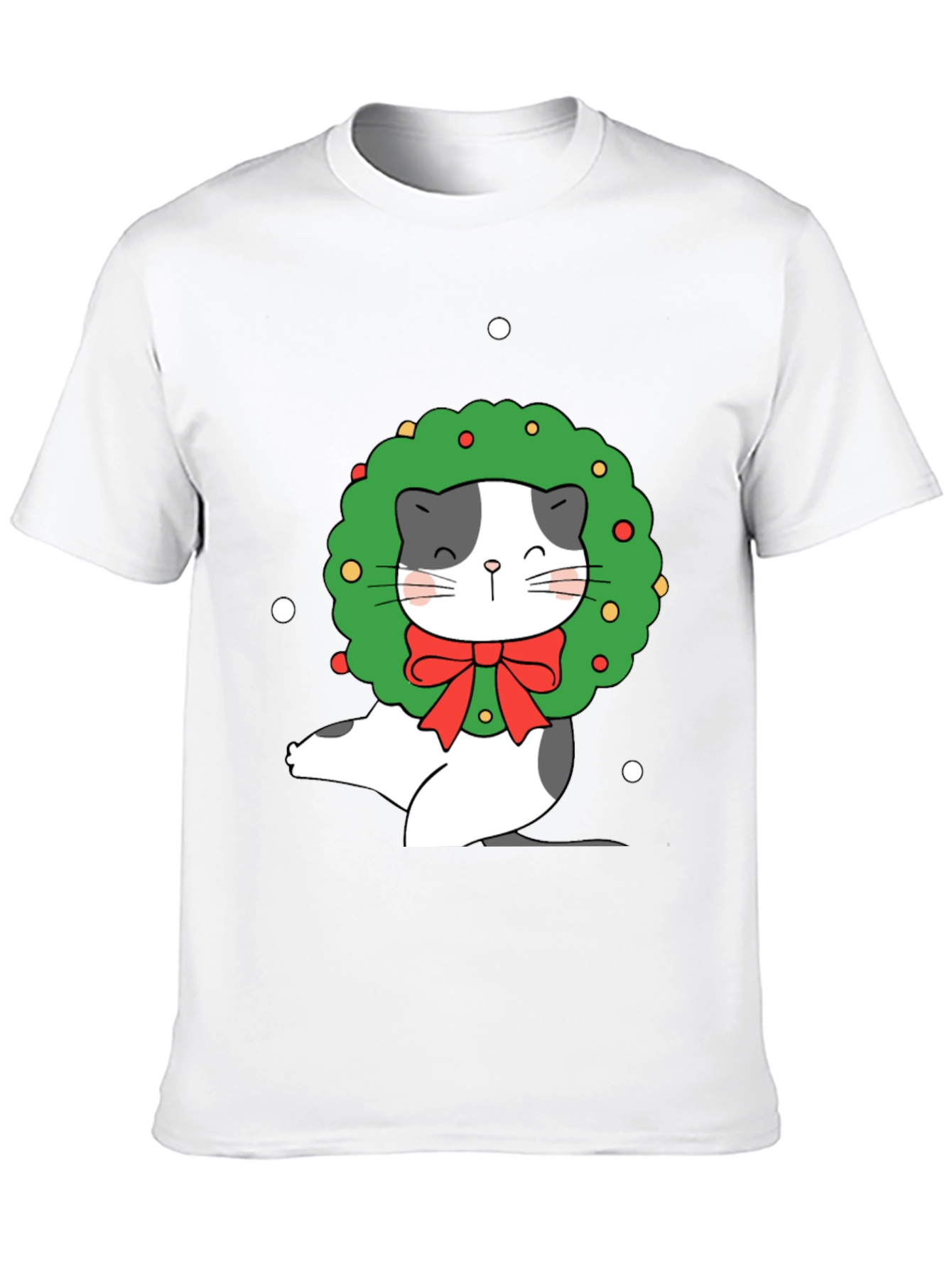 Festive Cat Wreath Graphic Tee - Holiday Cheer!