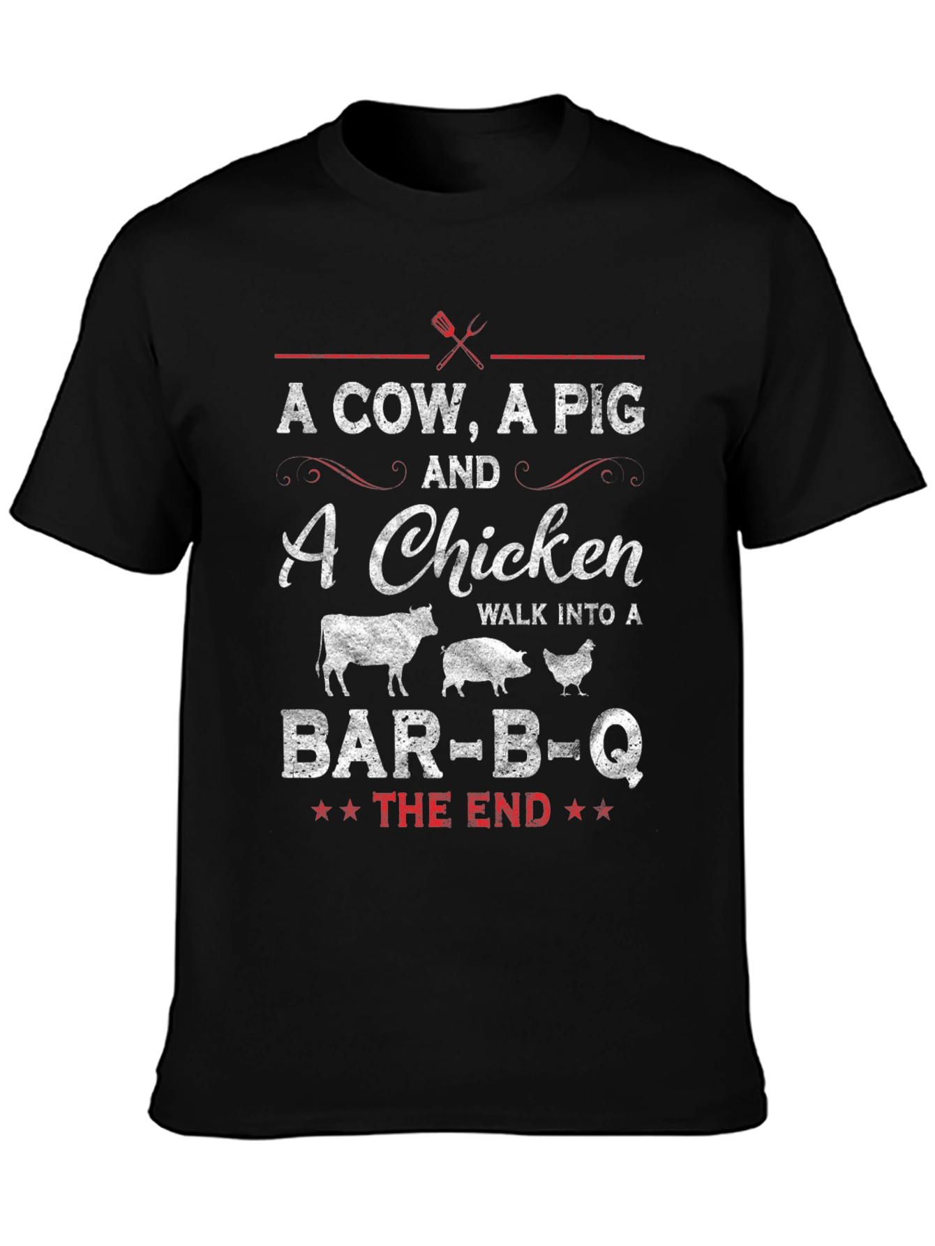A Cow A Pig and a Chicken BBQ T-Shirt