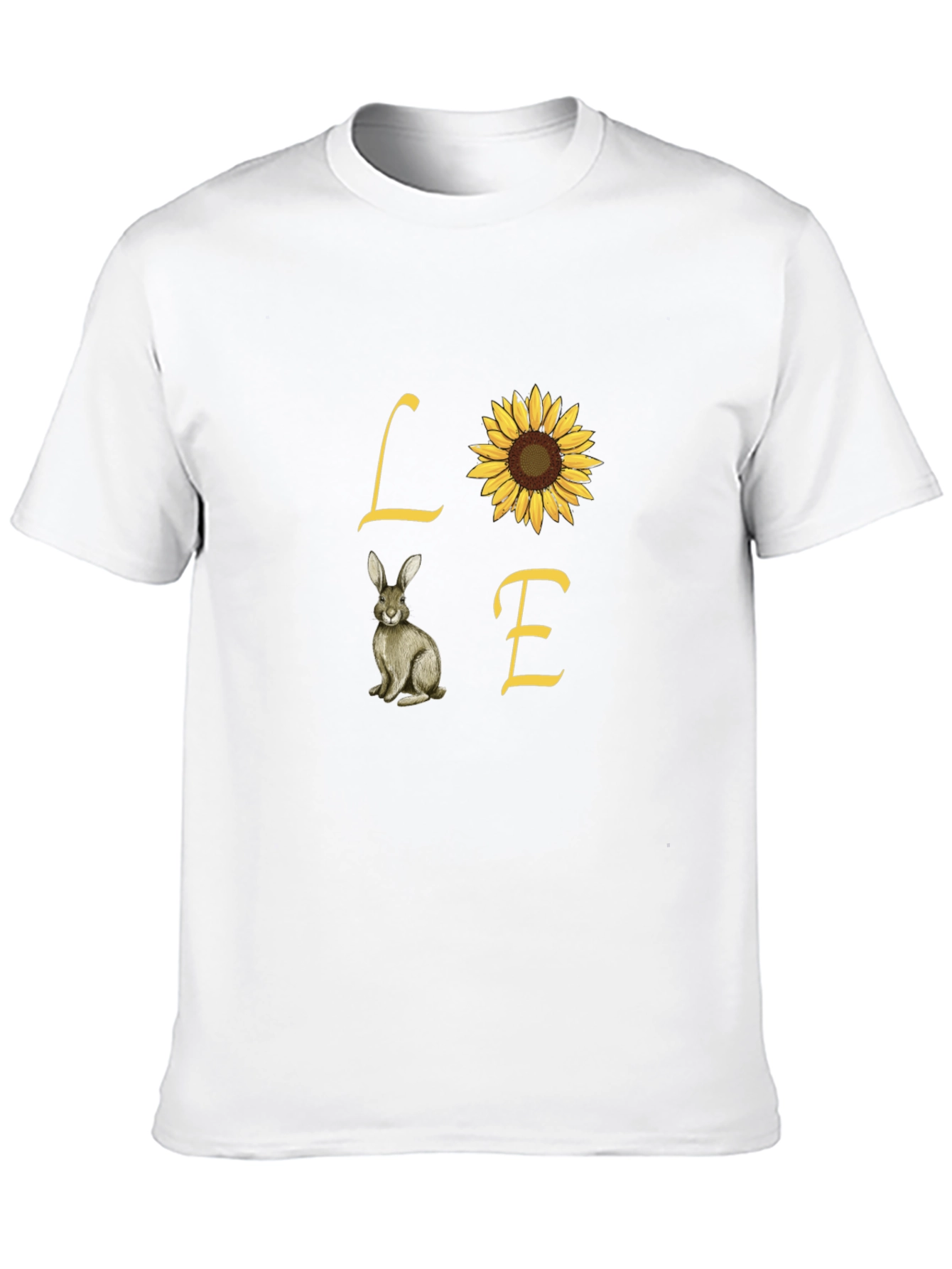 Love Rabbit and Sunflower Graphic Tee