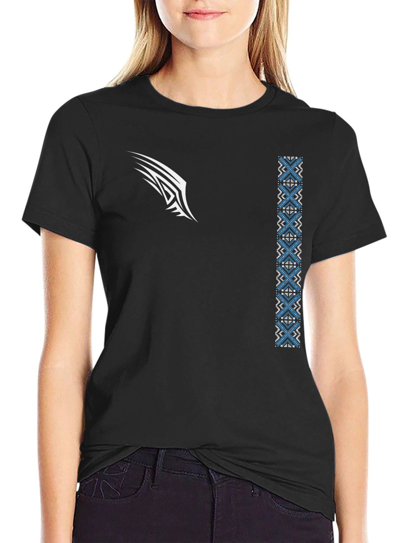 Tribal Design Black T-Shirt