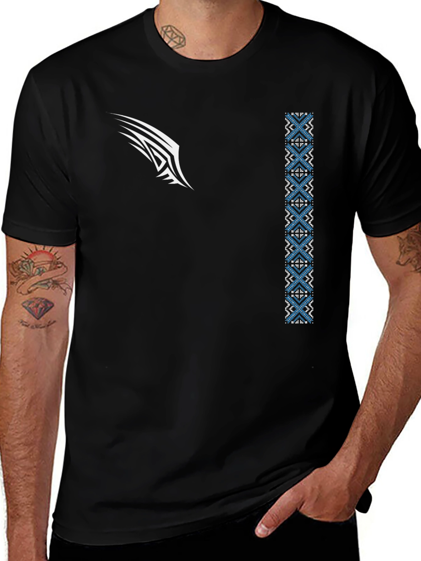 Tribal Design Black T-Shirt