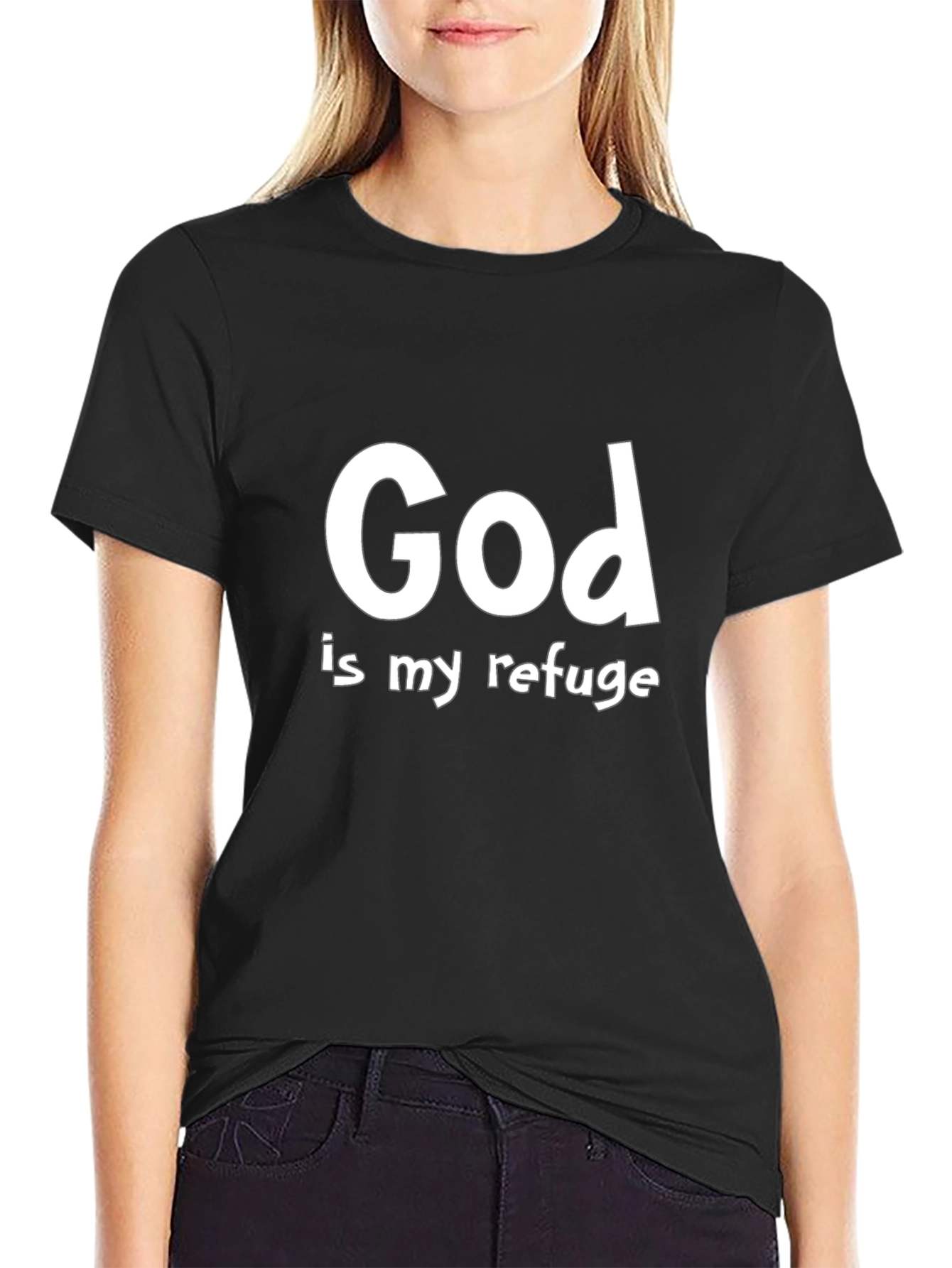 God Is My Refuge Black T-Shirt