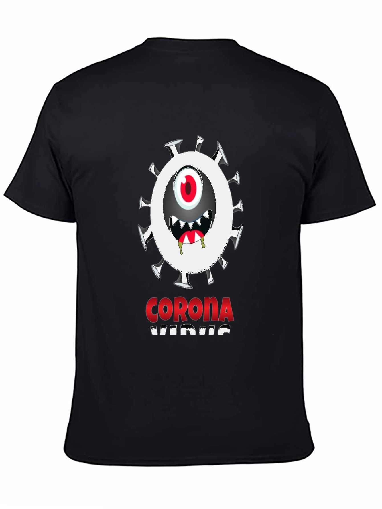 Novelty Corona Virus Graphic Black T-Shirt