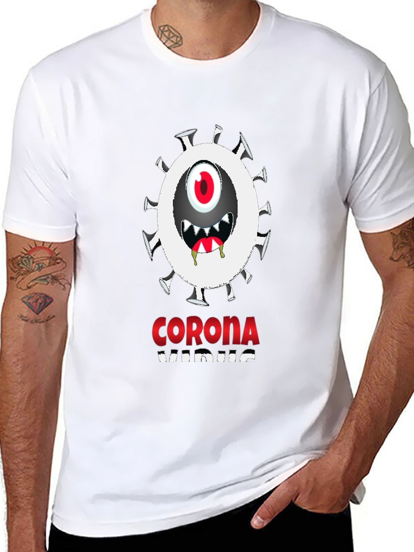 Novelty Corona Virus Graphic Black T-Shirt
