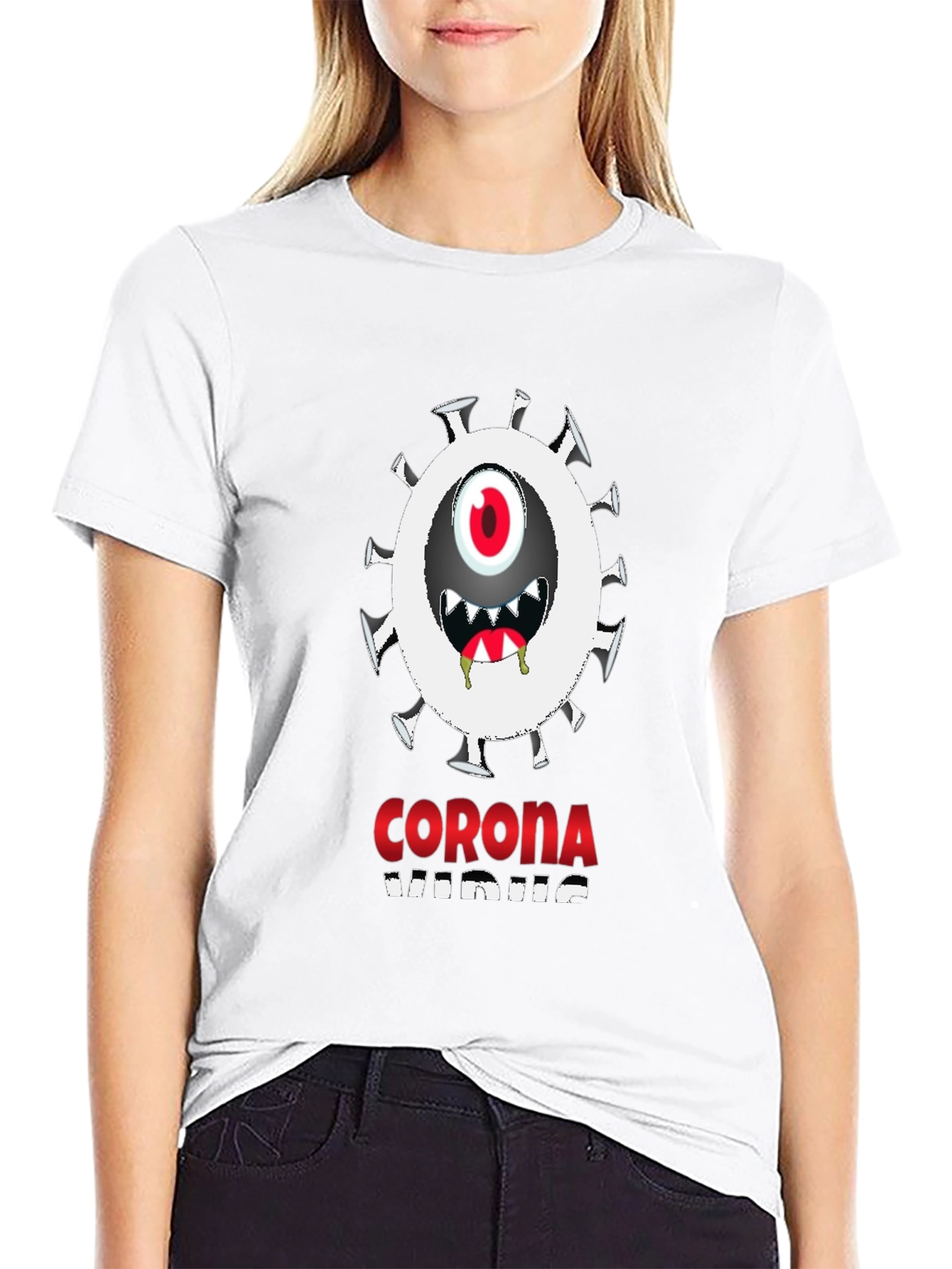 Novelty Corona Virus Graphic Black T-Shirt