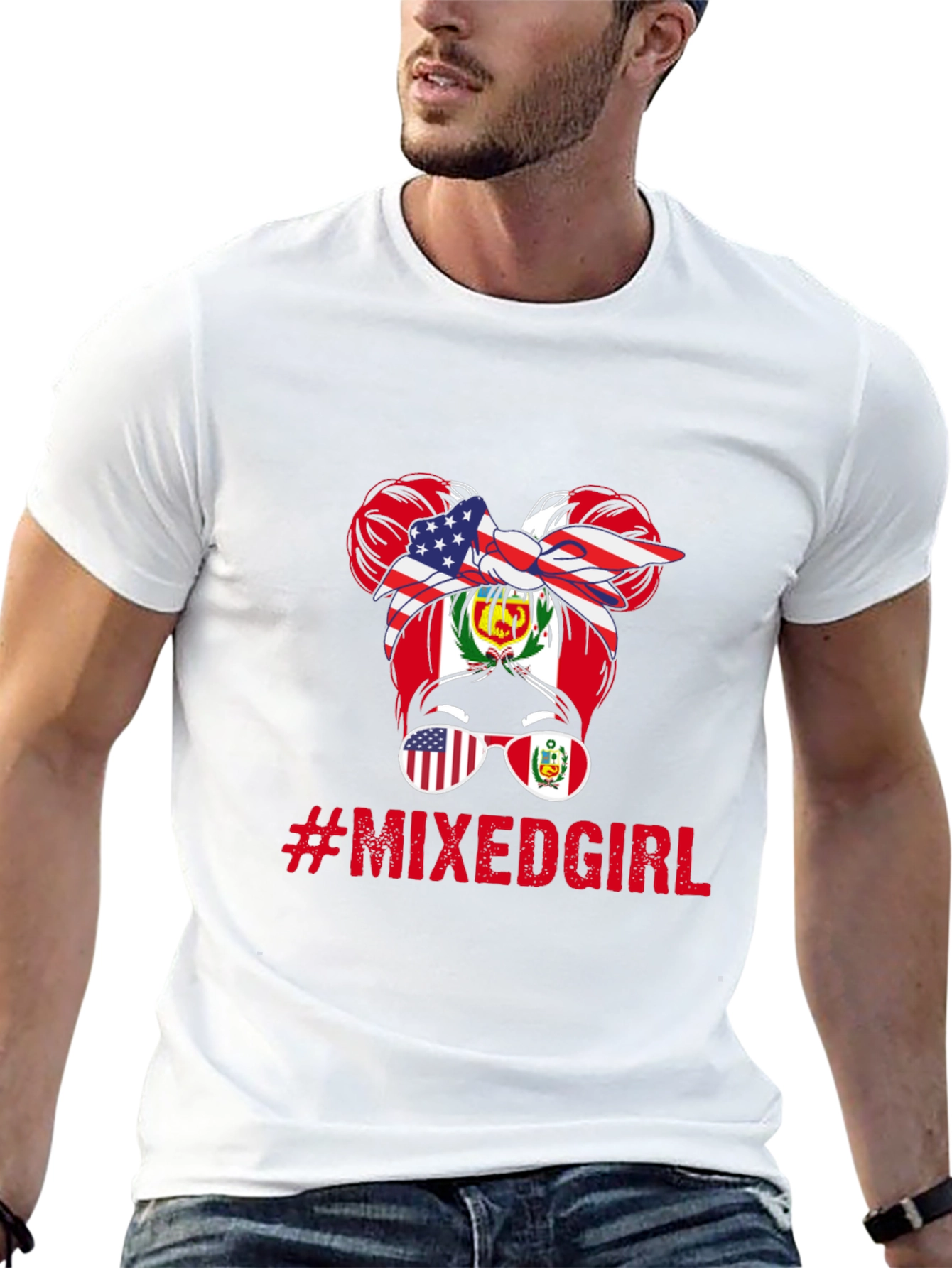 Mixed Girl Messy Bun T-Shirt