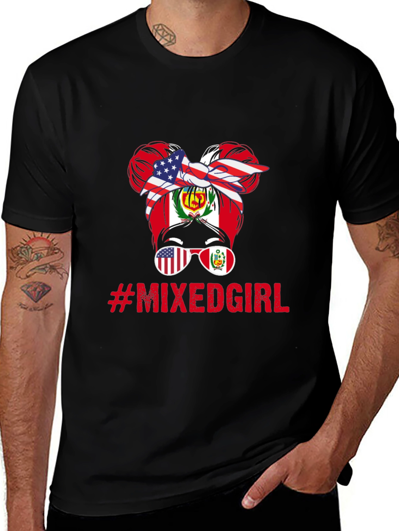 Mixed Girl Messy Bun T-Shirt