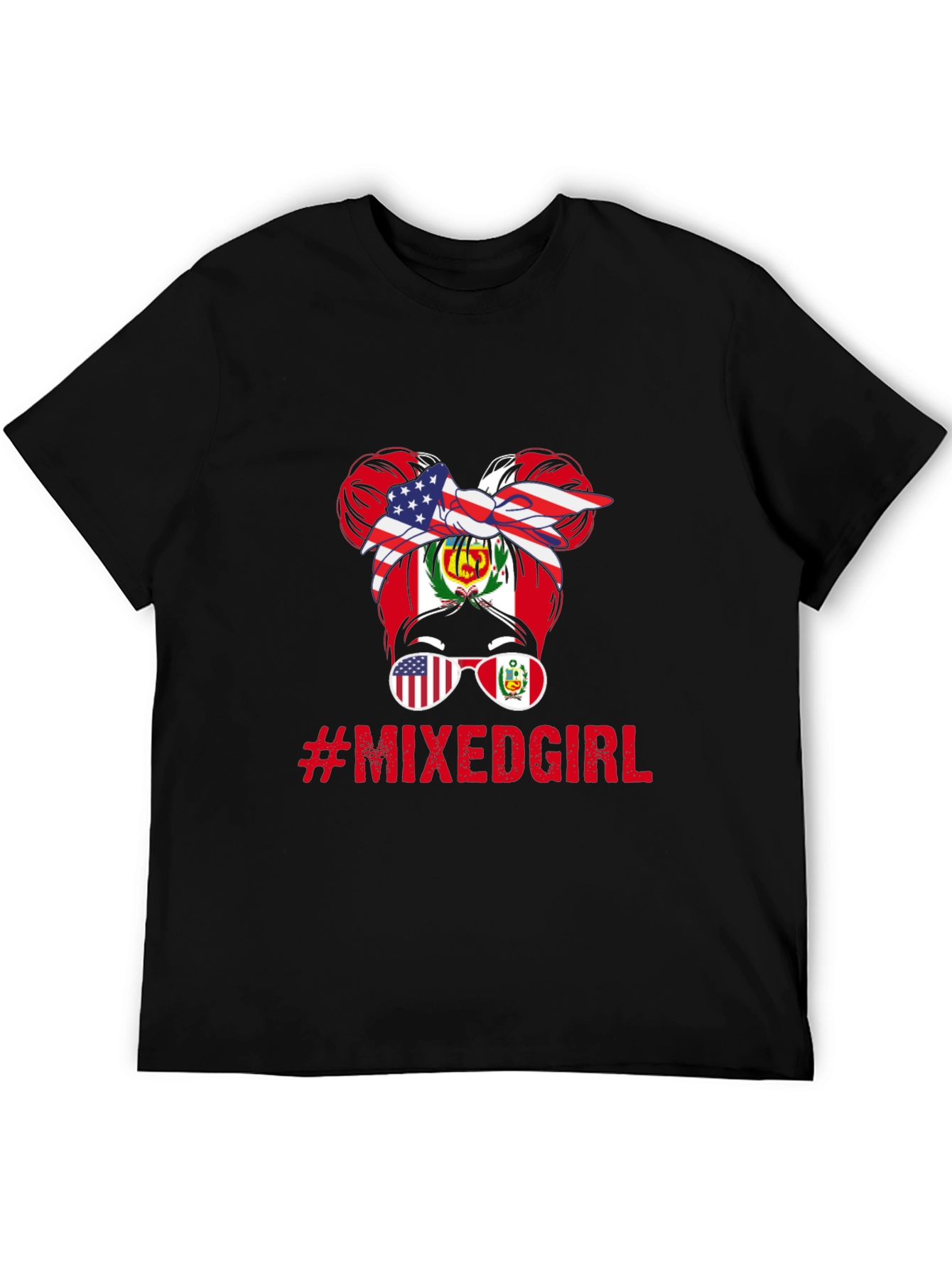 Mixed Girl Messy Bun T-Shirt