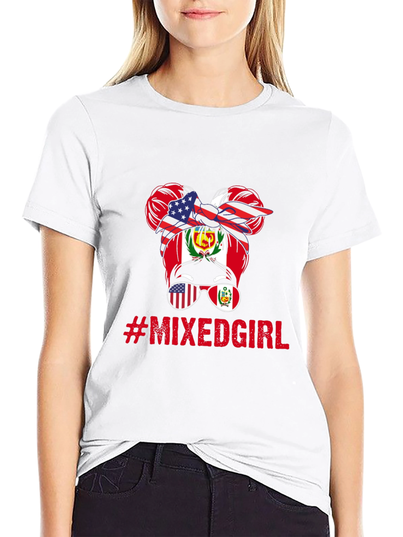 Mixed Girl Messy Bun T-Shirt