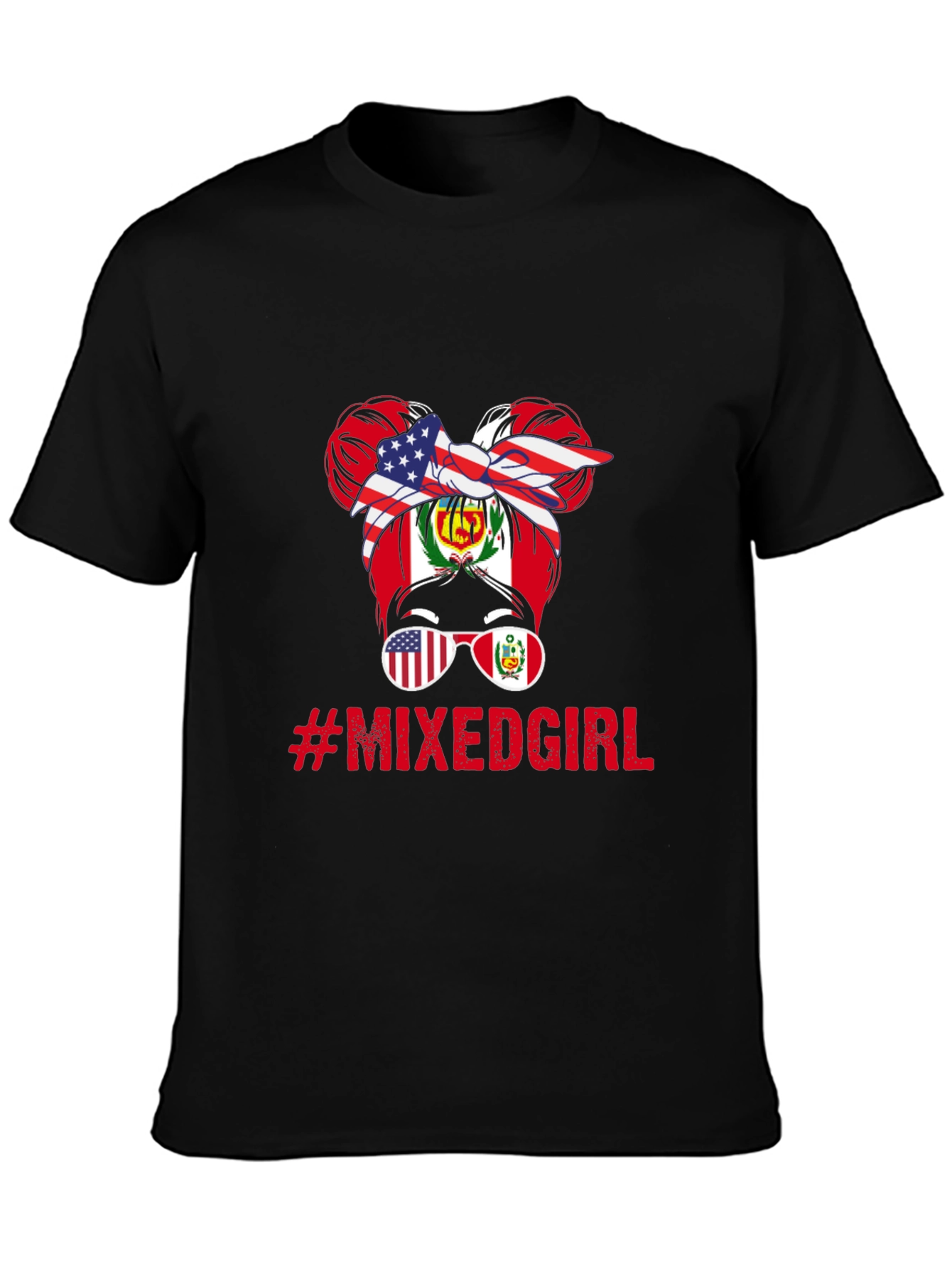 Mixed Girl Messy Bun T-Shirt