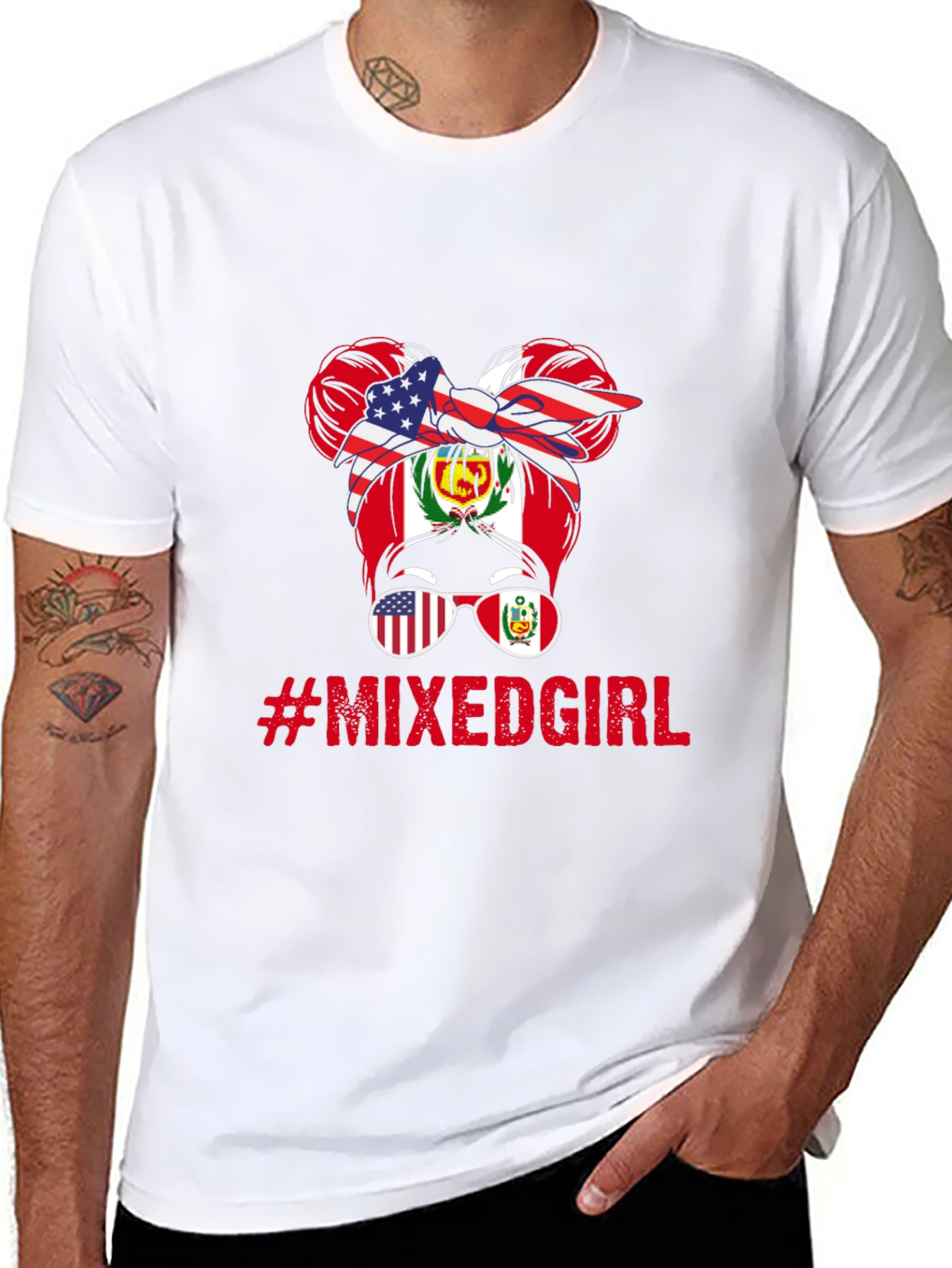 Mixed Girl Messy Bun T-Shirt