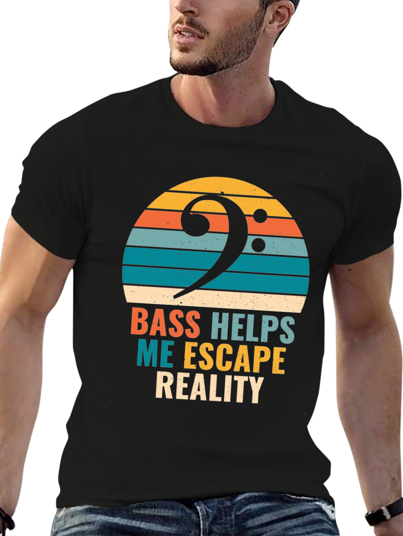 Bass Helps Me Escape Reality T-Shirt - Musician Tee