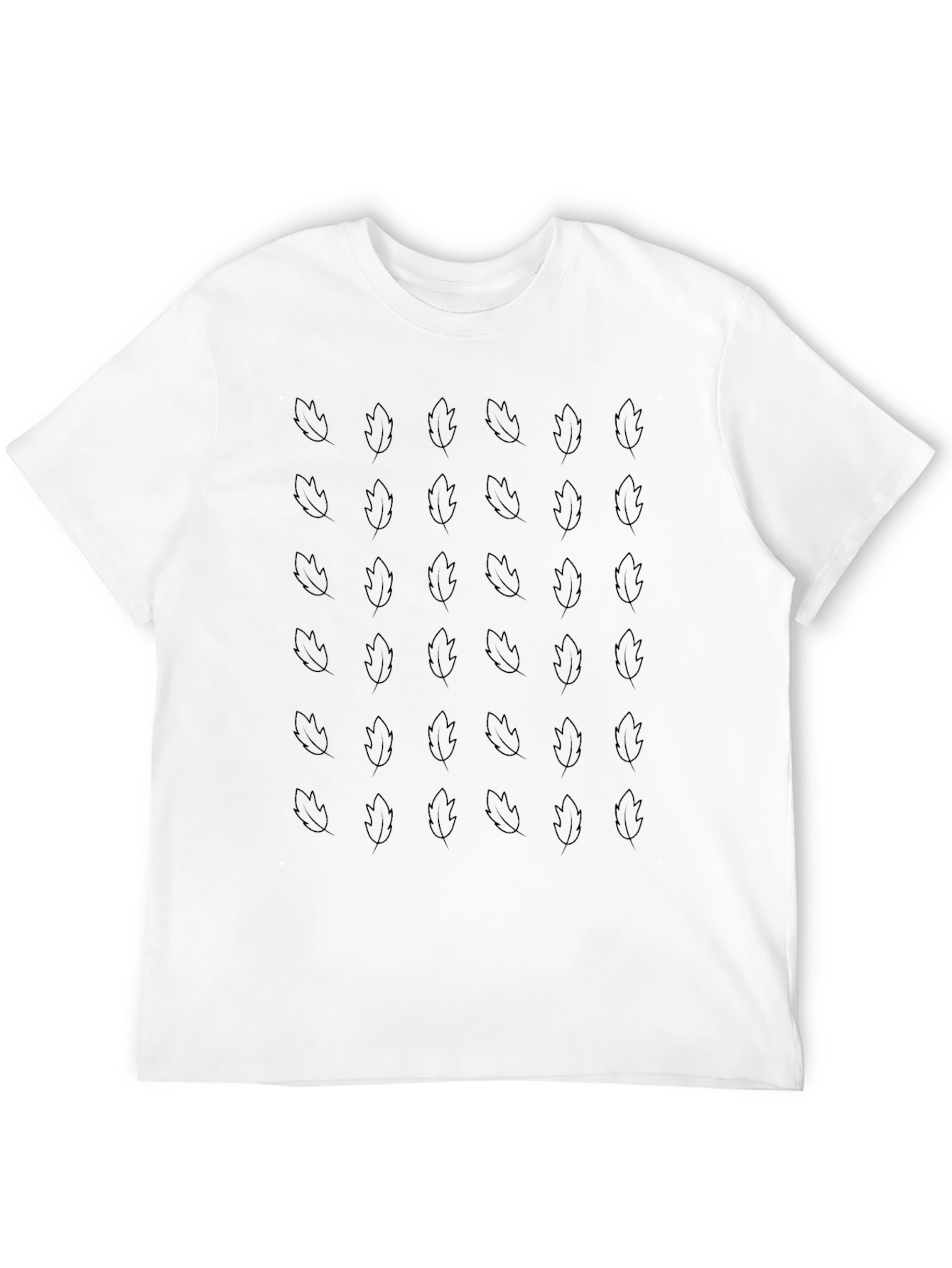 Leaf Patterned Black T-Shirt