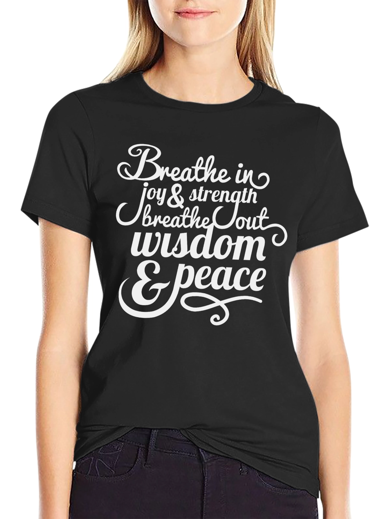 Breathe in Joy Mens Black Graphic T-Shirt