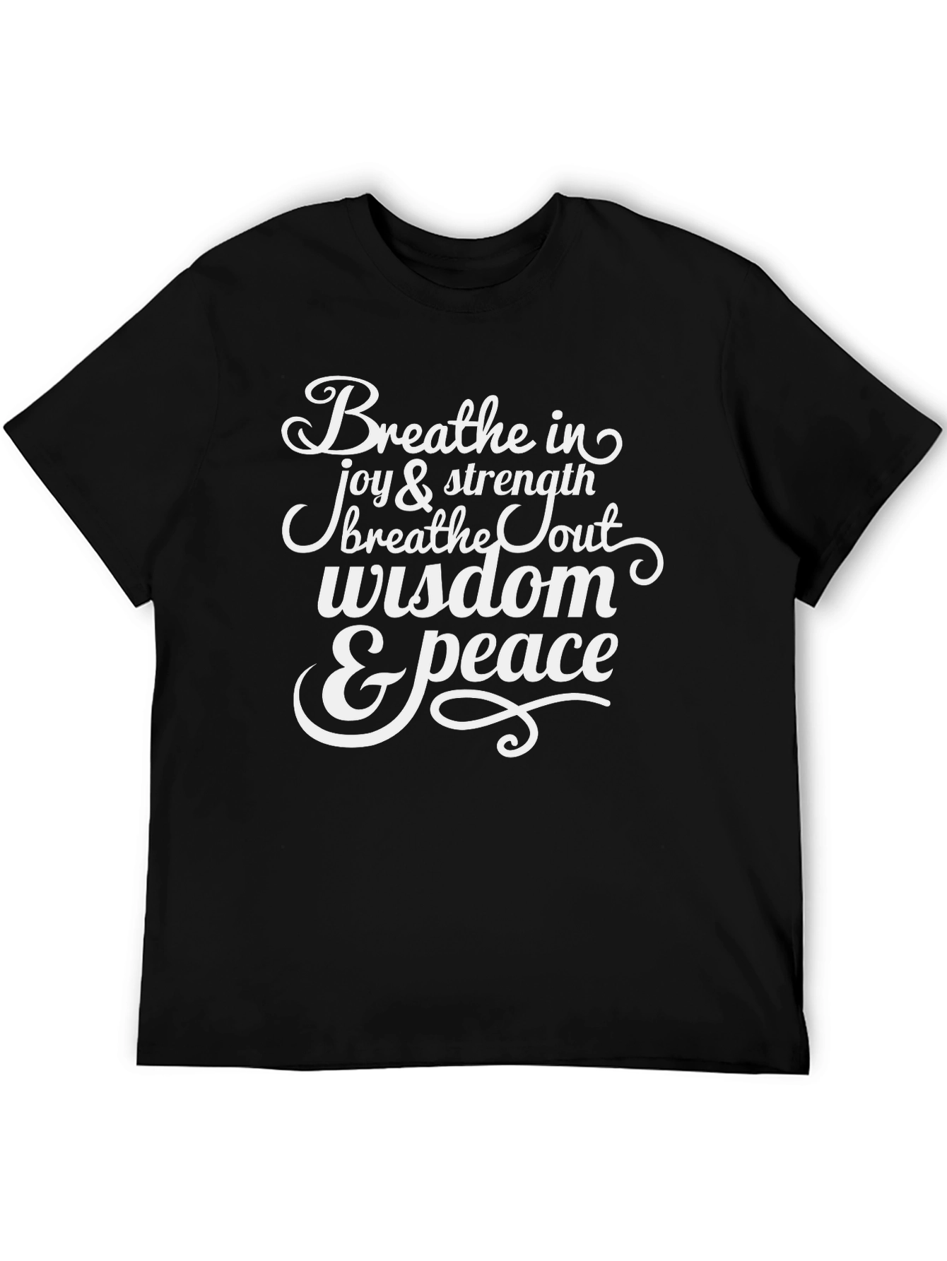 Breathe in Joy Mens Black Graphic T-Shirt