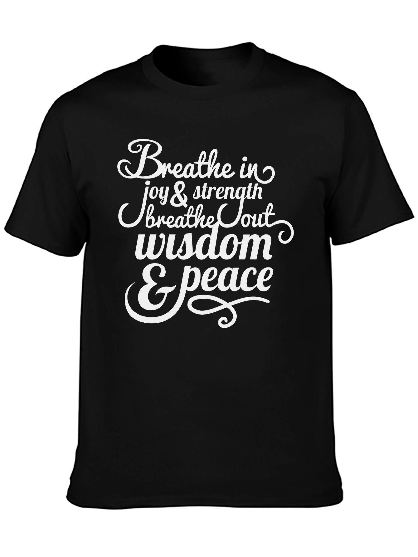 Breathe in Joy Mens Black Graphic T-Shirt