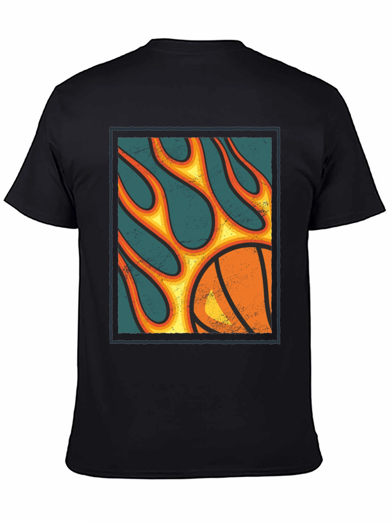 Flaming Basketball Graphic T-Shirt
