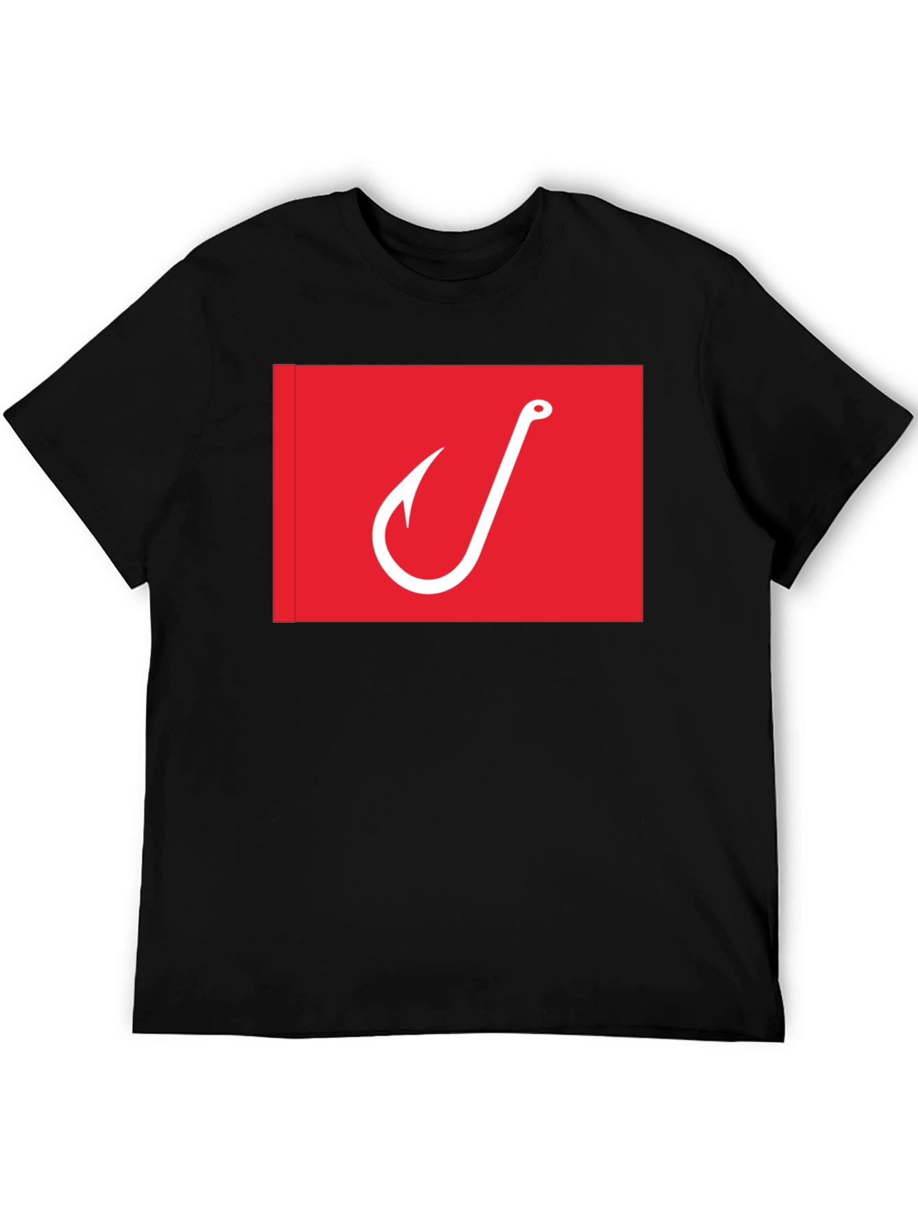Fishing Hook Graphic Tee - Red on Black
