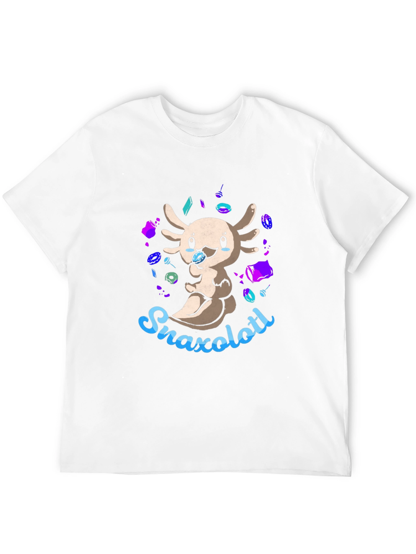 Snaxolotl Black T-Shirt - Cute Axolotl Snack Design