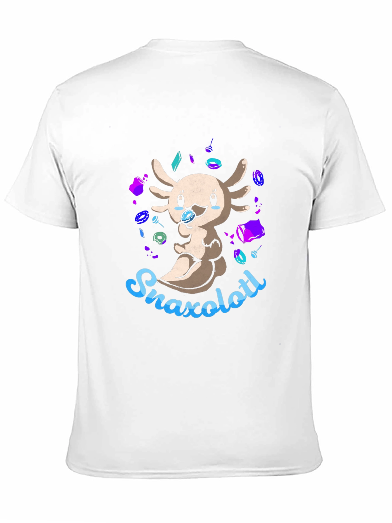 Snaxolotl Black T-Shirt - Cute Axolotl Snack Design