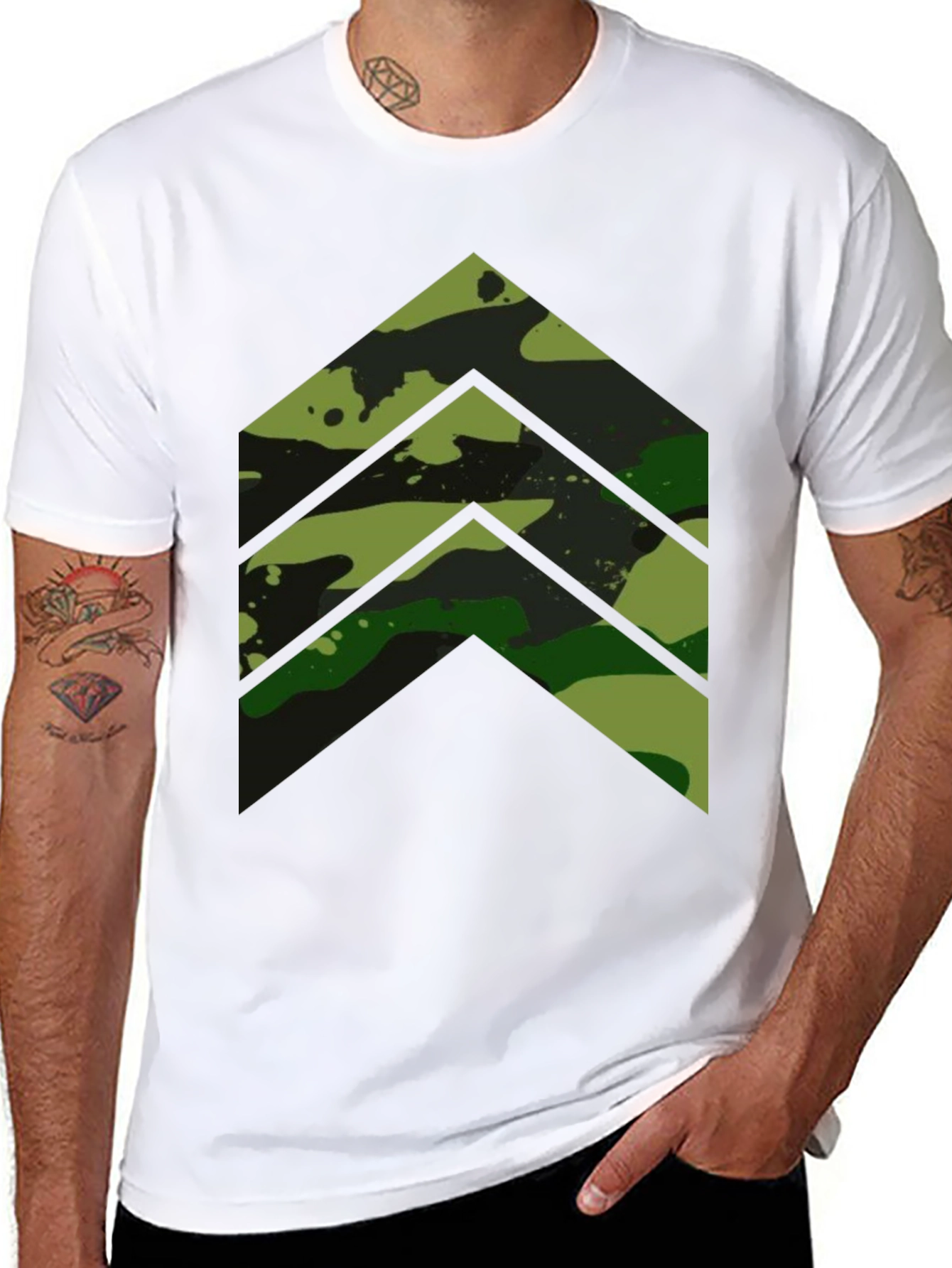 Camo Chevron Graphic Tee - Modern Streetwear