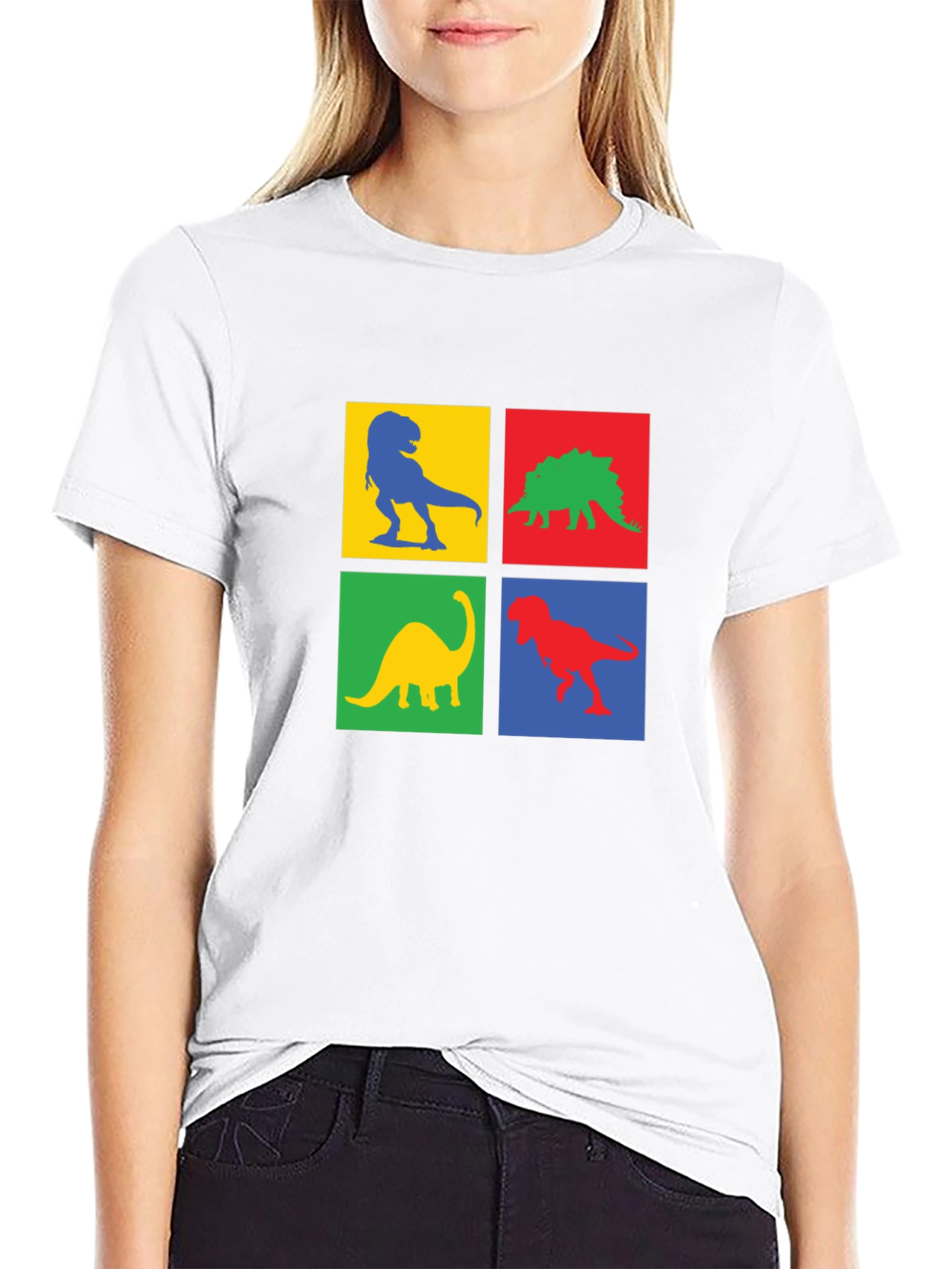 Dinosaur Squares Graphic Tee - Black T-Shirt