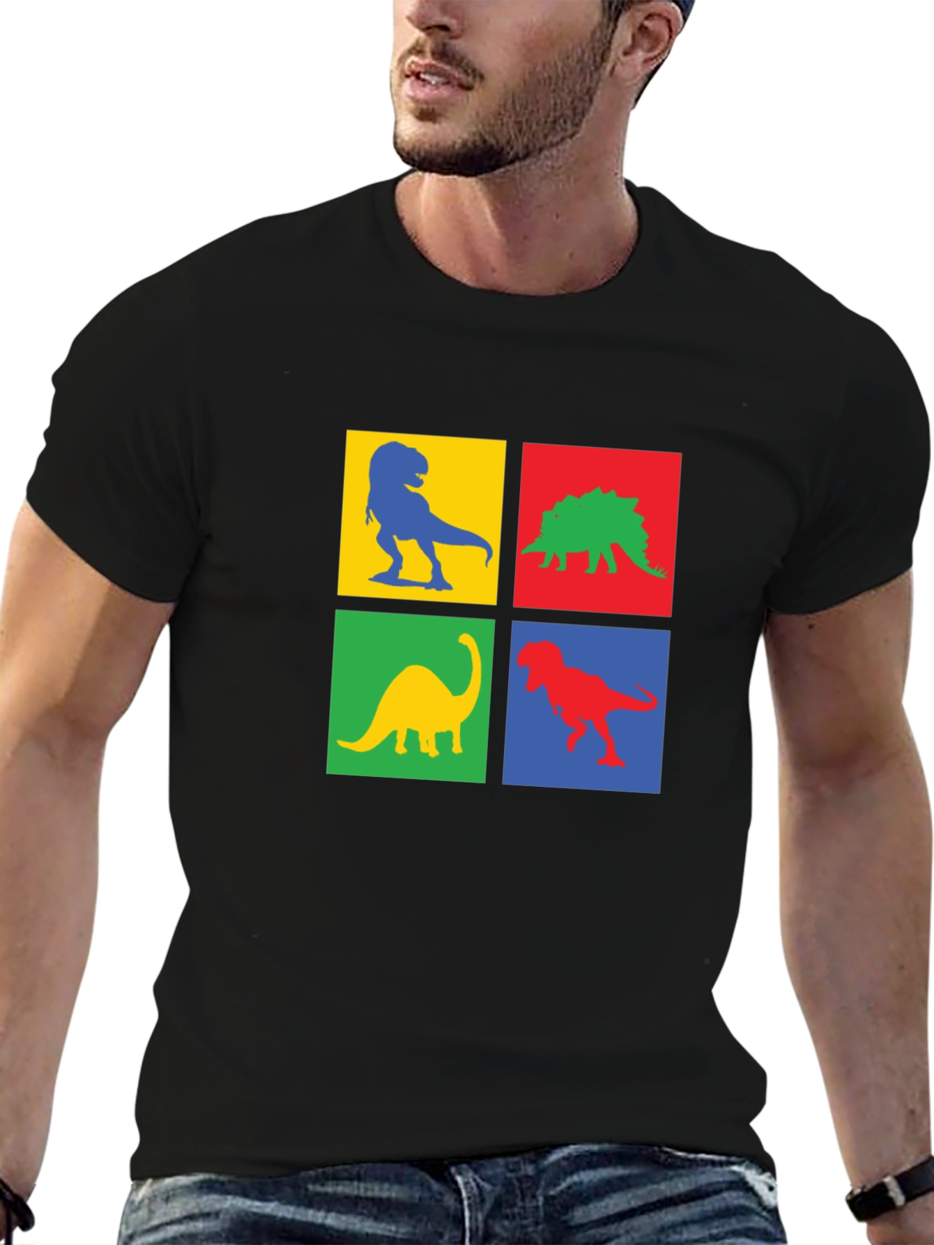 Dinosaur Squares Graphic Tee - Black T-Shirt