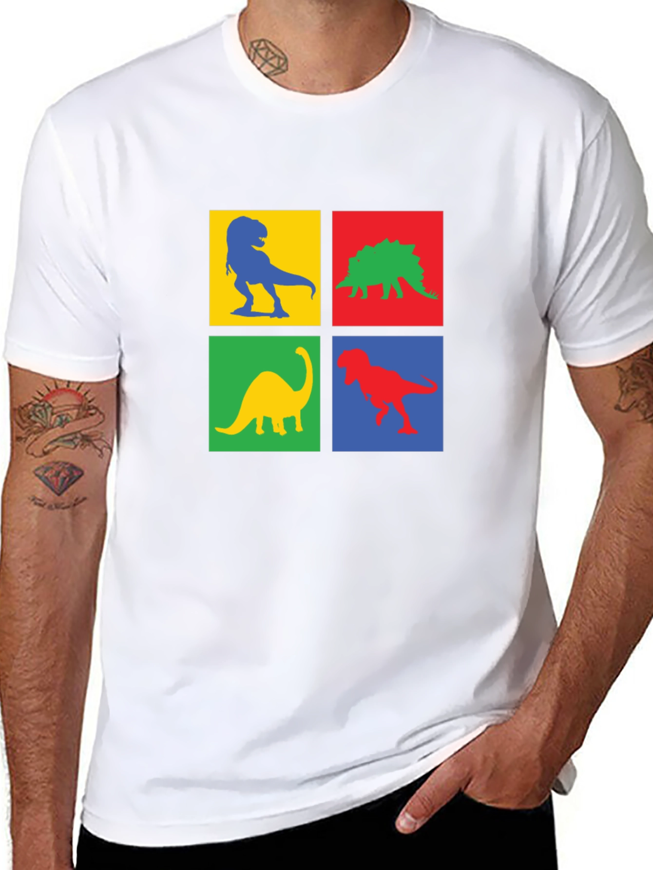 Dinosaur Squares Graphic Tee - Black T-Shirt