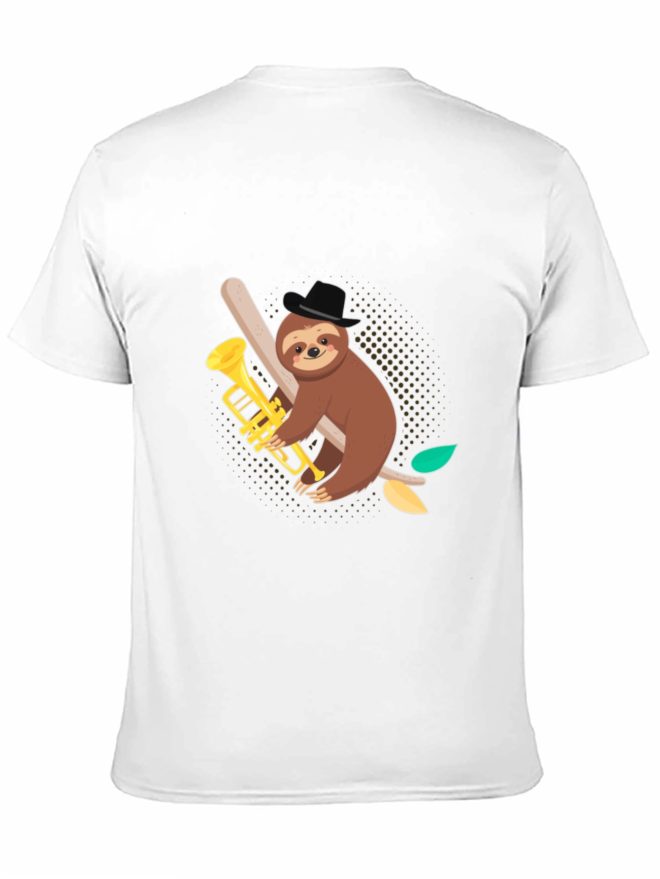 Sloth Trumpet Player Black Graphic Tee