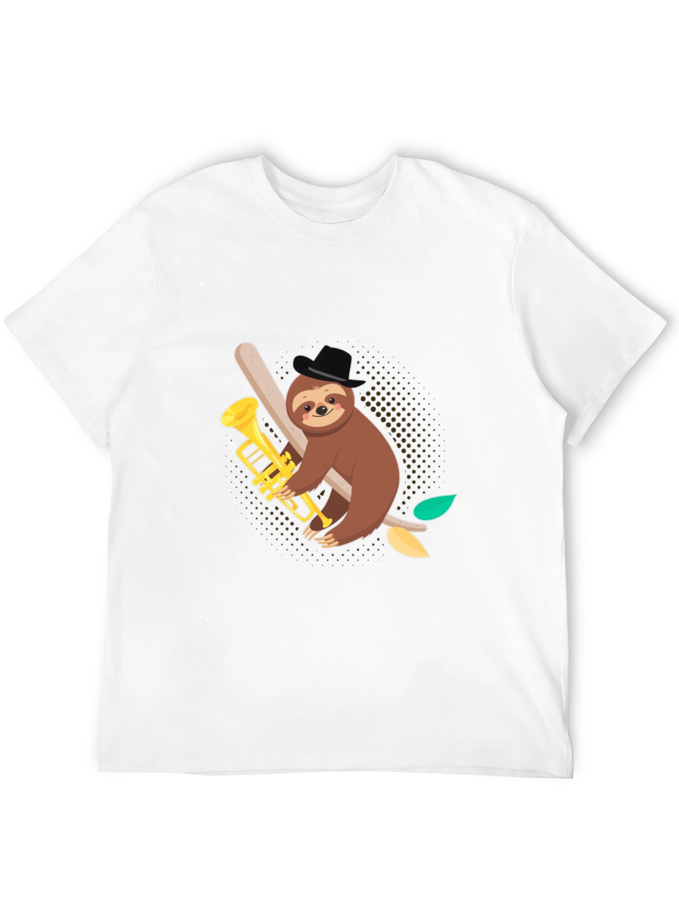 Sloth Trumpet Player Black Graphic Tee