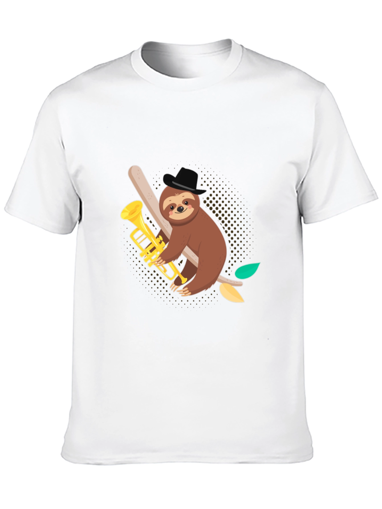 Sloth Trumpet Player Black Graphic Tee