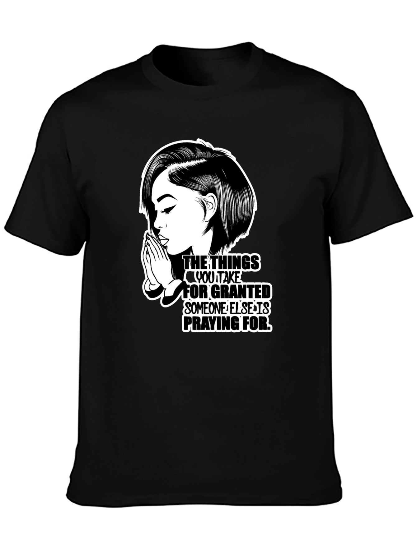 Praying Woman Graphic T-Shirt - Black