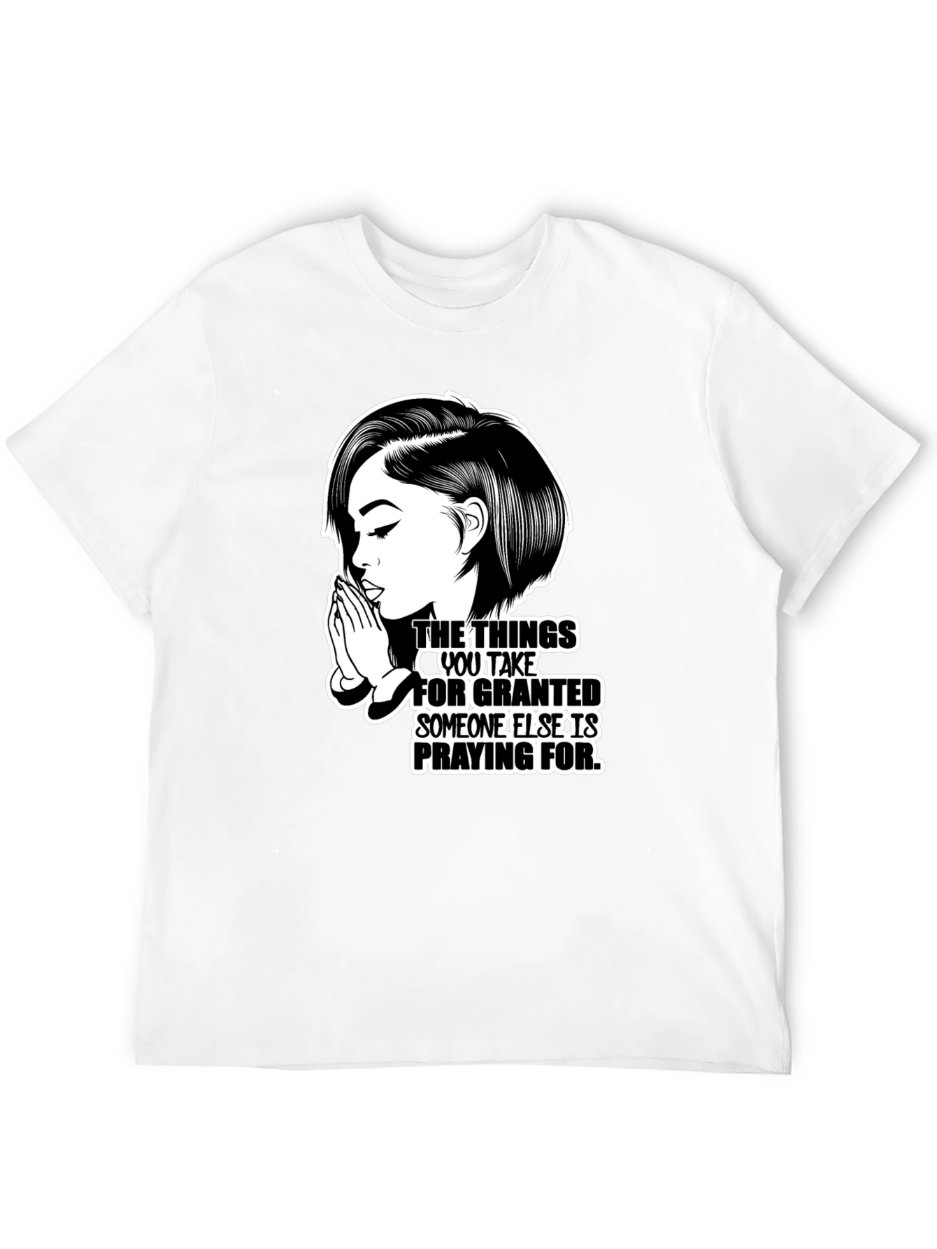 Praying Woman Graphic T-Shirt - Black