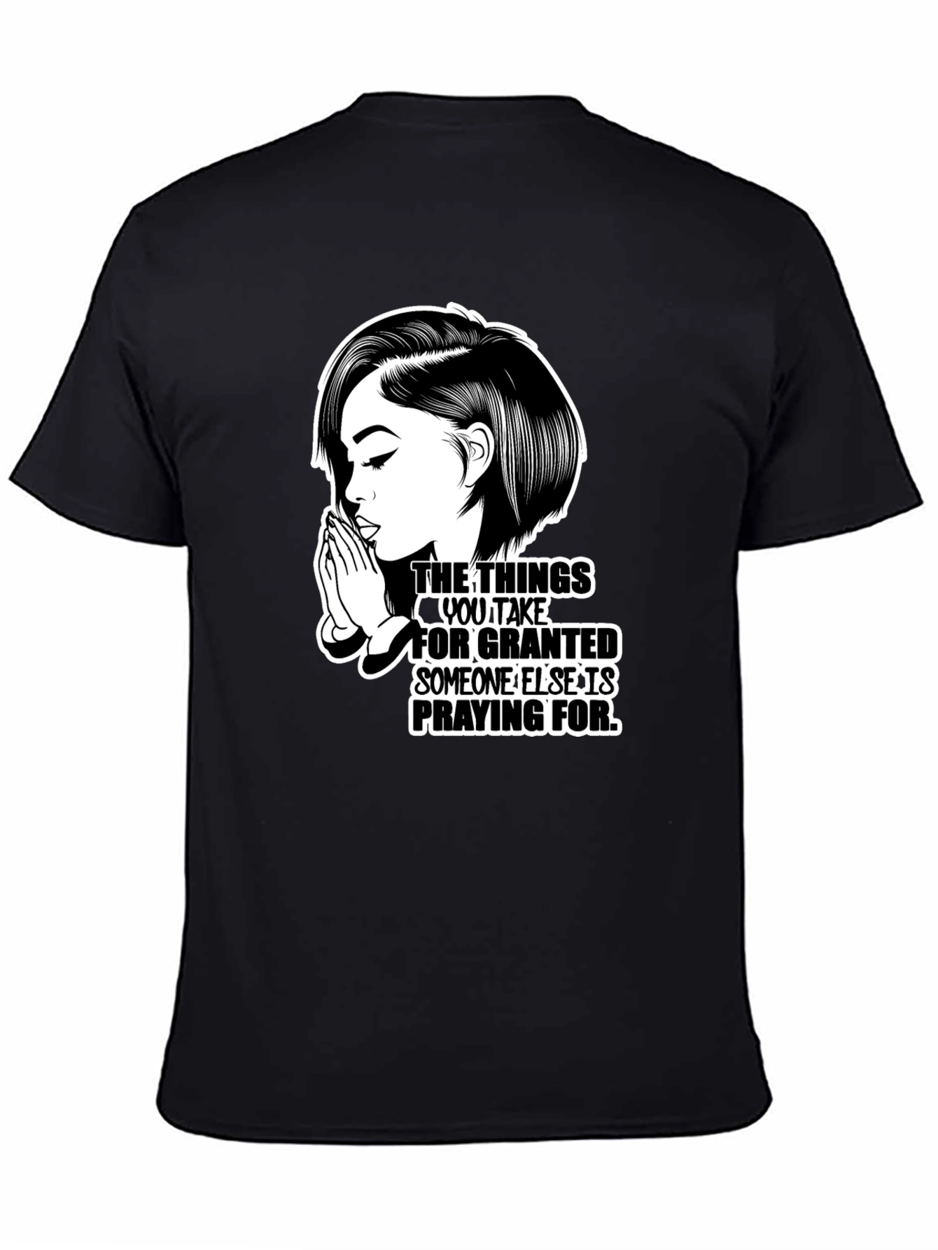 Praying Woman Graphic T-Shirt - Black